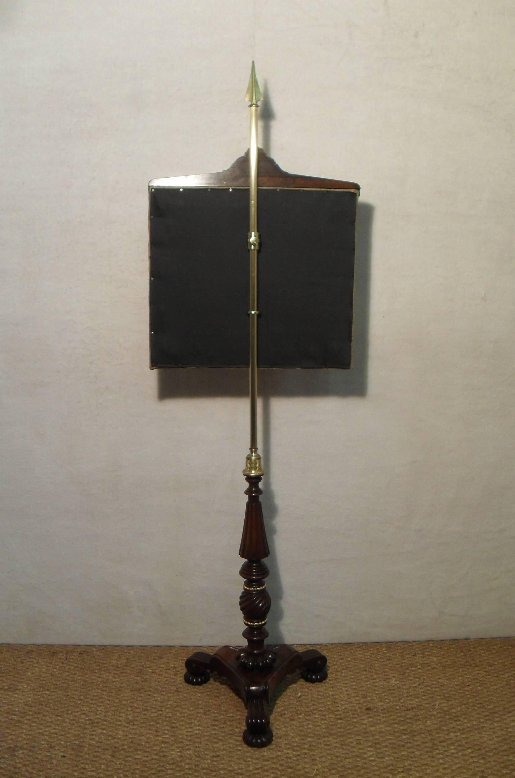 19th Century English William IV Rosewood Pole Screen with Tapestry For Sale