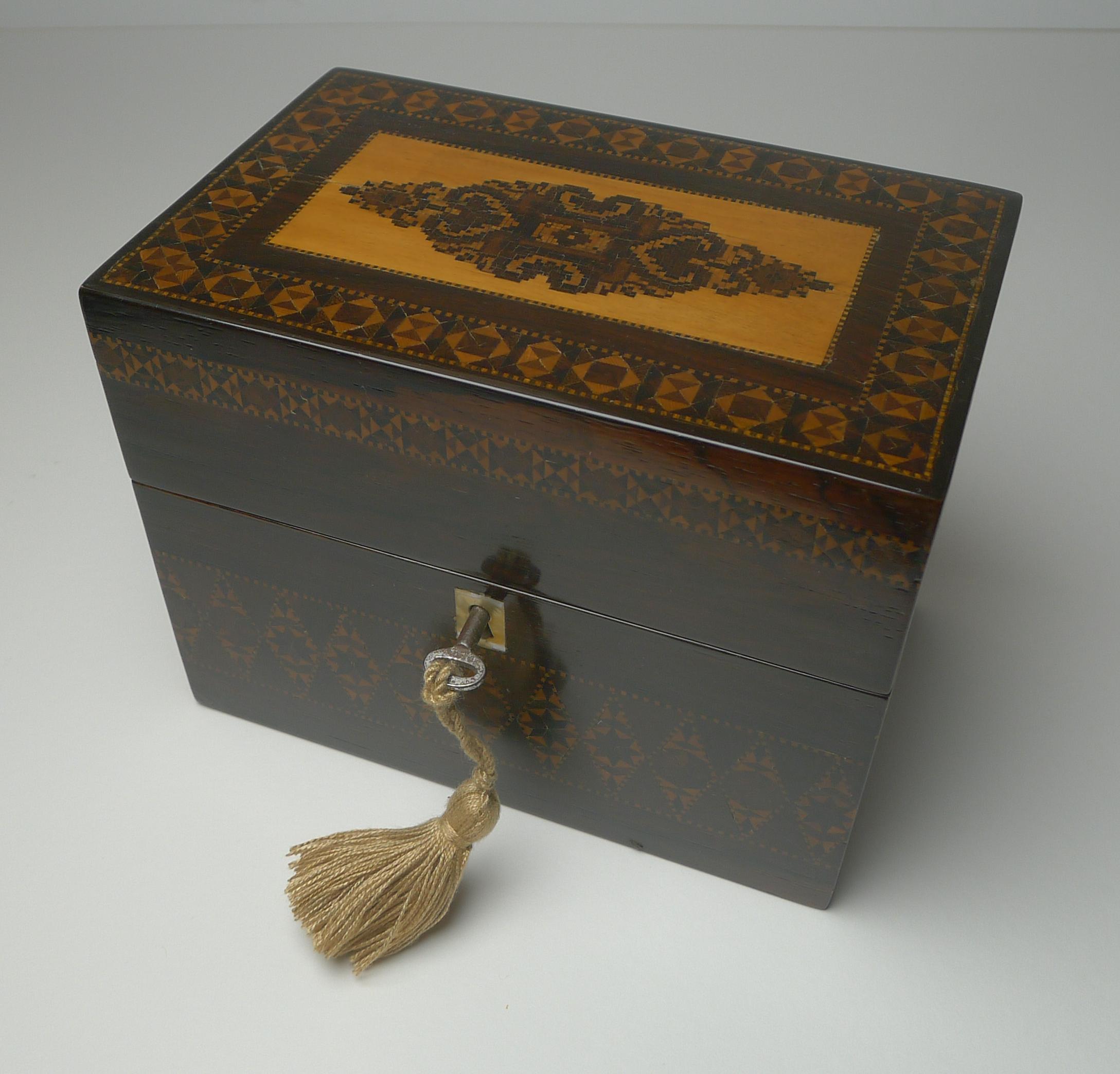 English William IV Stickware Tunbridge & Rosewood Stationery Box c.1835 For Sale 1