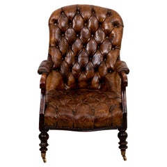 English William IV Style Leather Library Chair