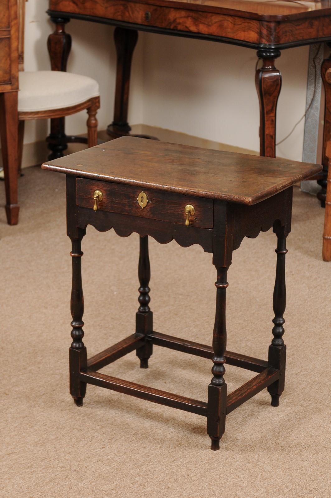 English William & Mary Style Oak Side Table, Late 18th Century 5