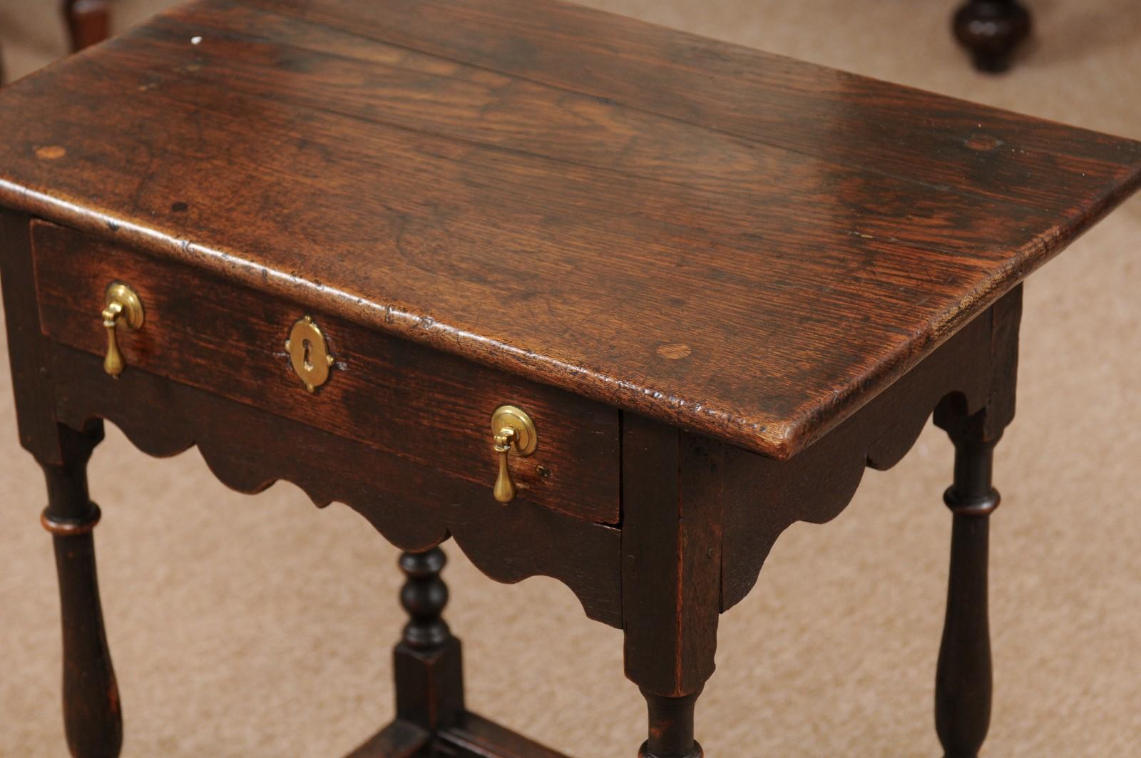 English William & Mary Style Oak Side Table, Late 18th Century 6