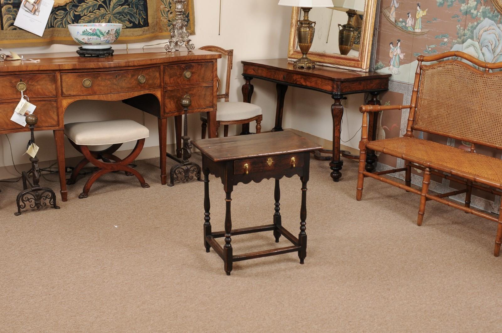 William and Mary English William & Mary Style Oak Side Table, Late 18th Century