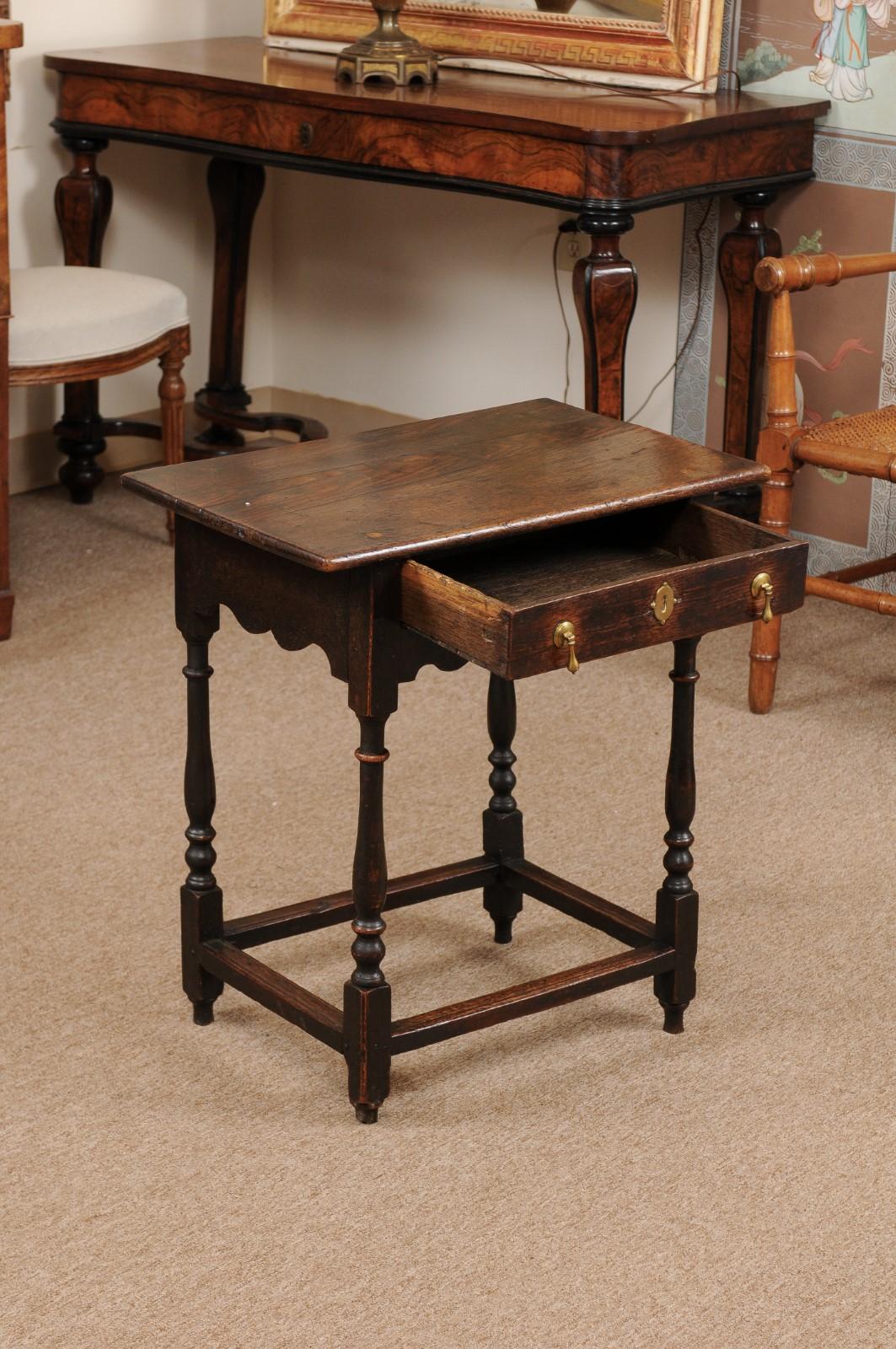 English William & Mary Style Oak Side Table, Late 18th Century 2