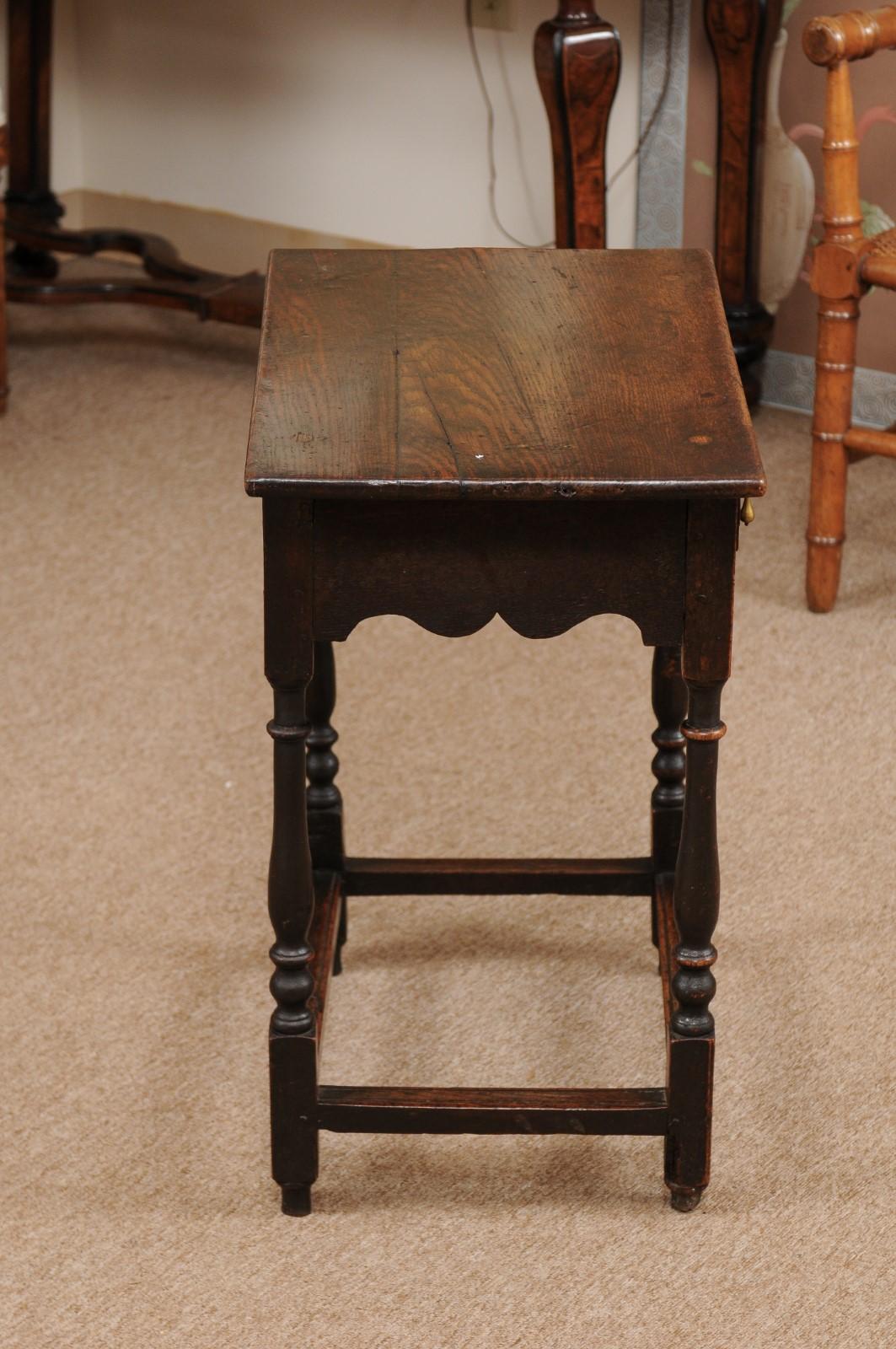 English William & Mary Style Oak Side Table, Late 18th Century 3