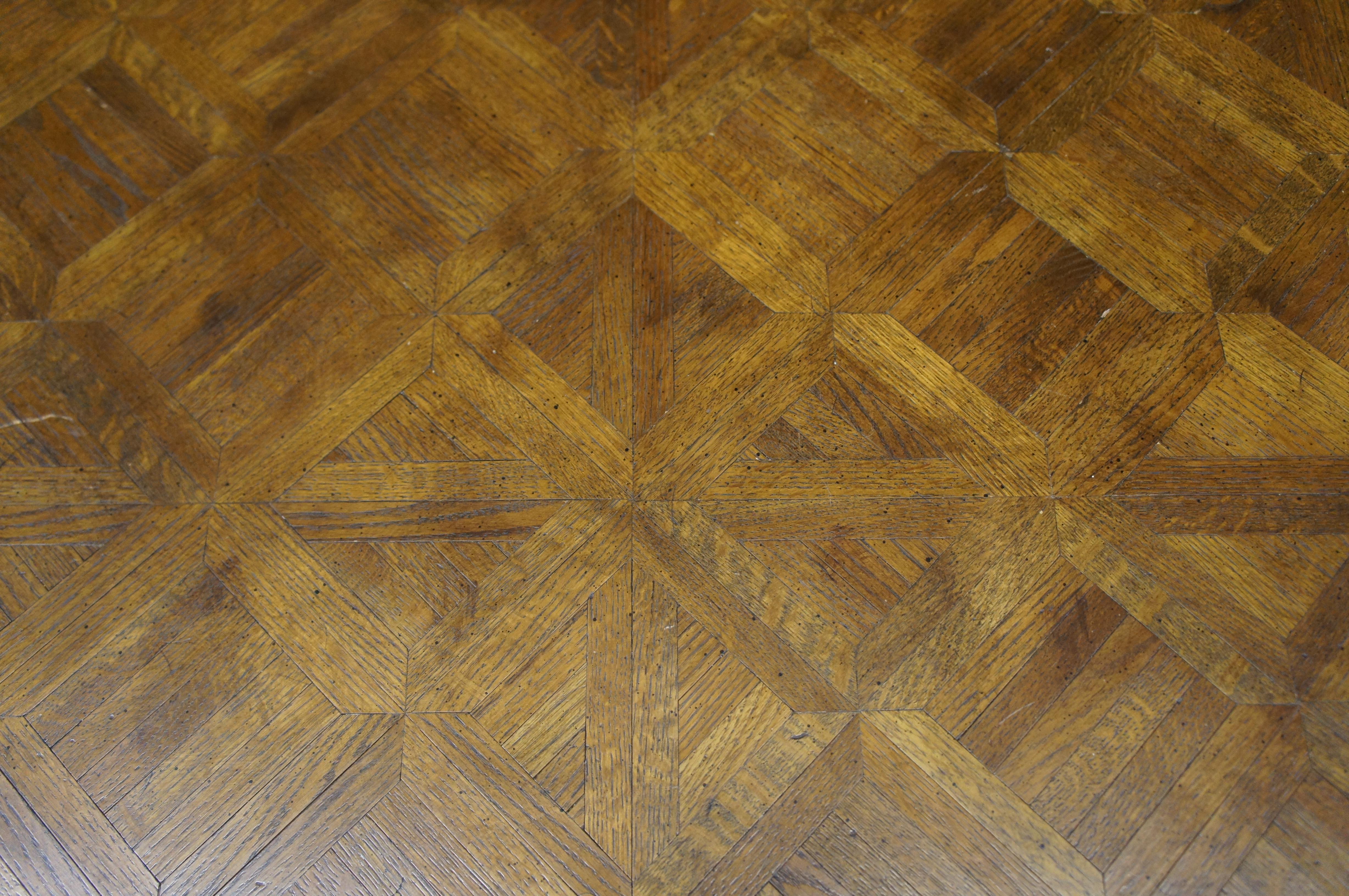 English William & Mary Style Parquetry Oak Refectory Draw Leaf Dining Table 11' For Sale 5