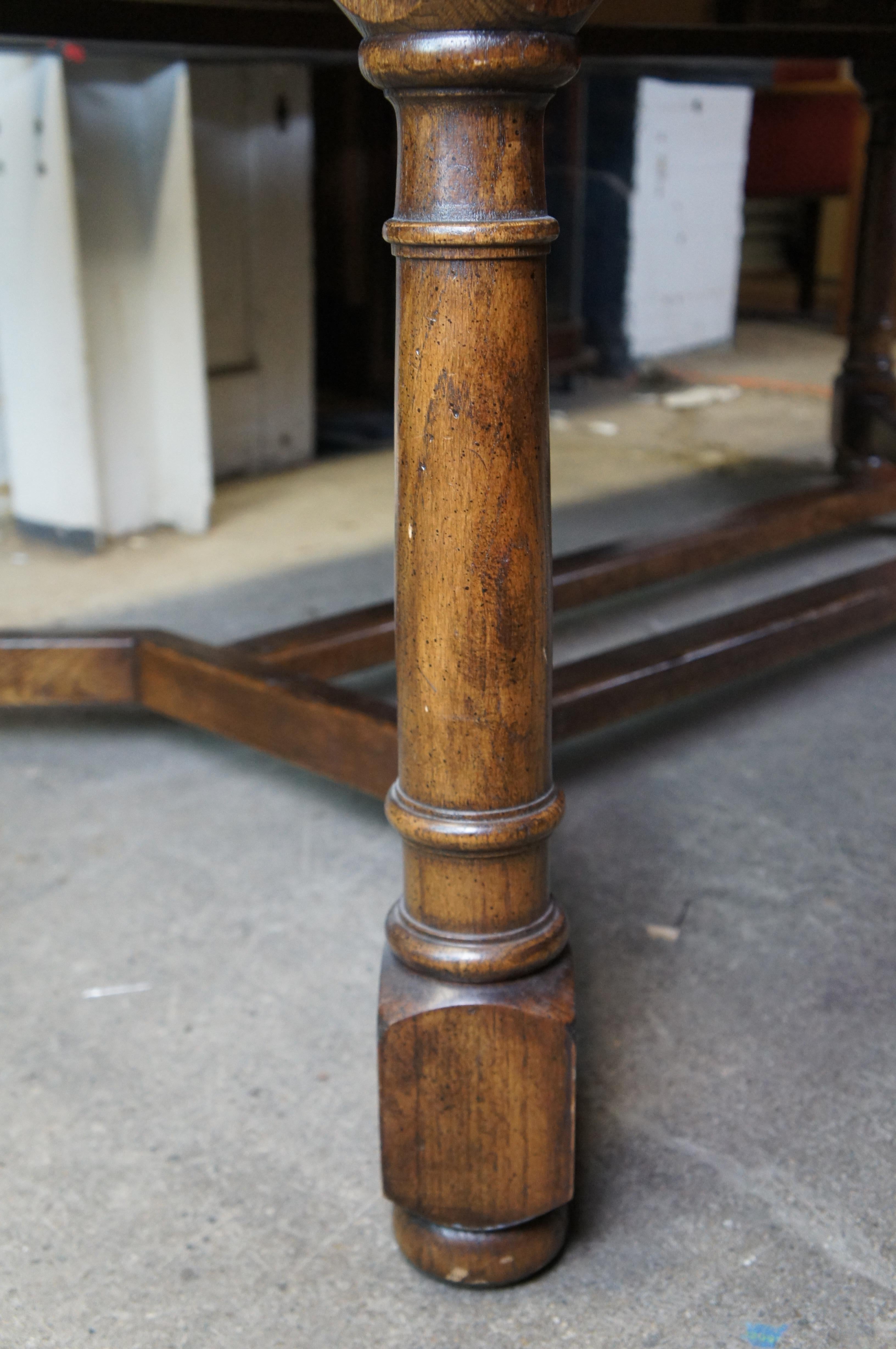 English William & Mary Style Parquetry Oak Refectory Draw Leaf Dining Table 11' For Sale 7