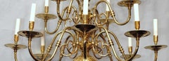 English Williamsburg Style Twelve-Light Brass Chandelier