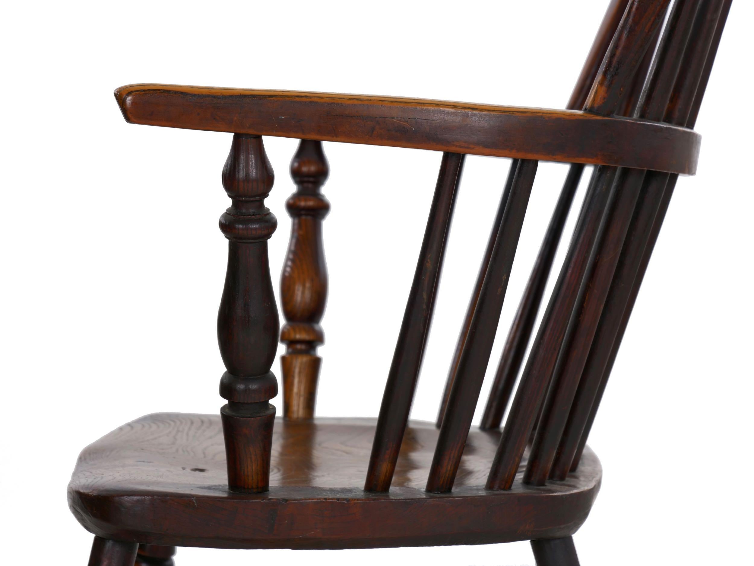 English Windsor Elm and Yew Antique Armchair, circa 1830-1850 8