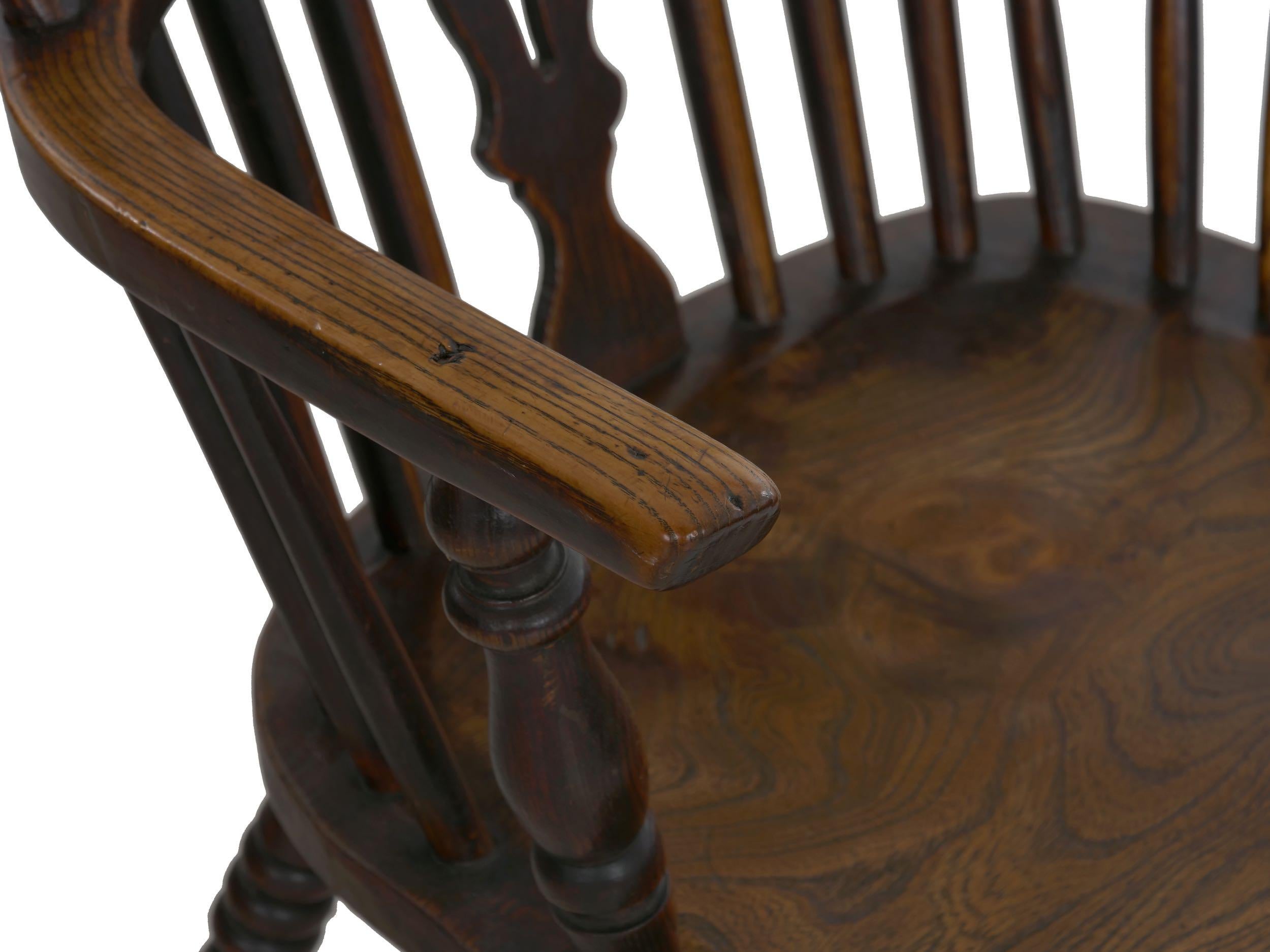 English Windsor Elm and Yew Antique Armchair, circa 1830-1850 12