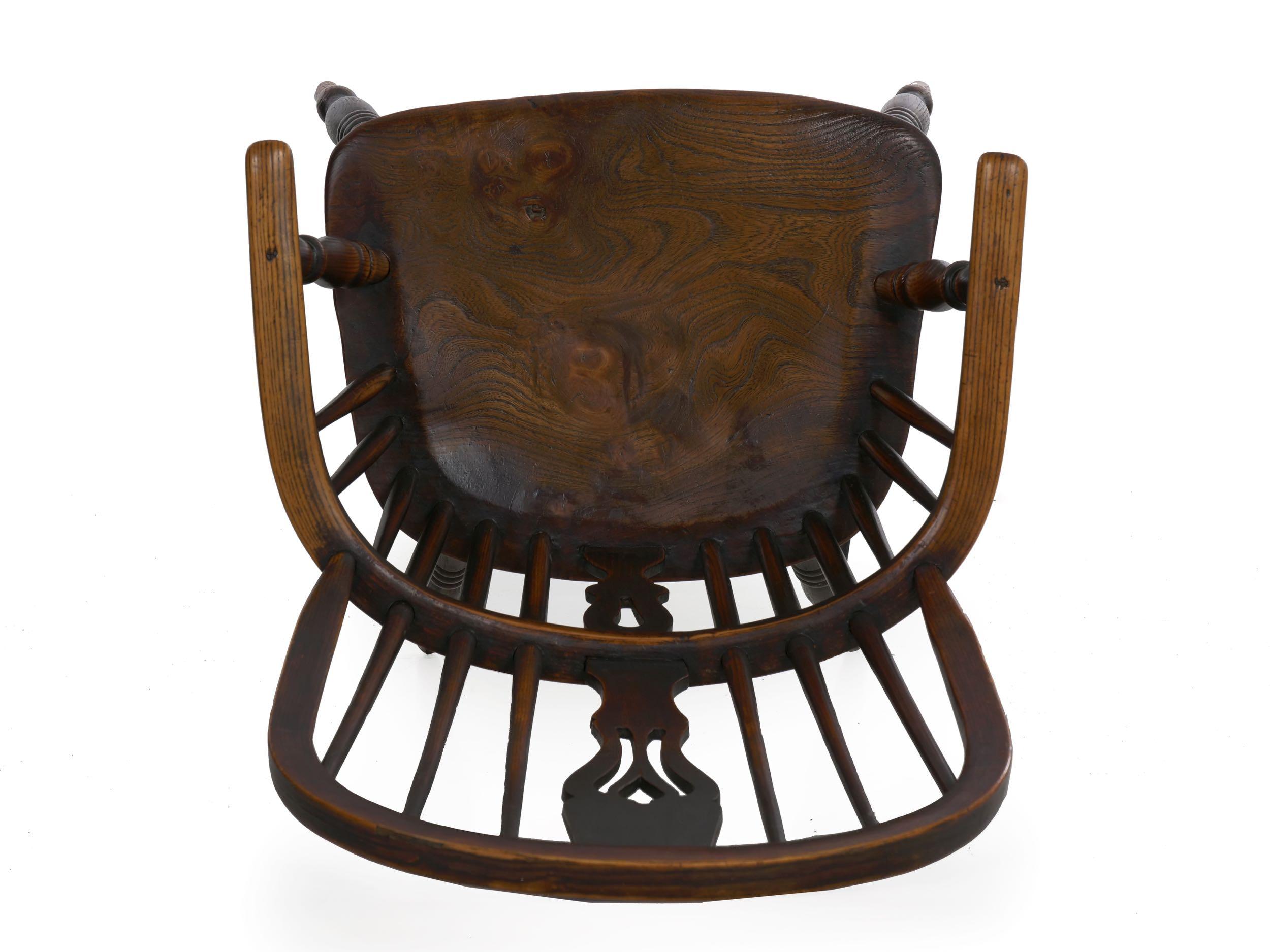English Windsor Elm and Yew Antique Armchair, circa 1830-1850 13