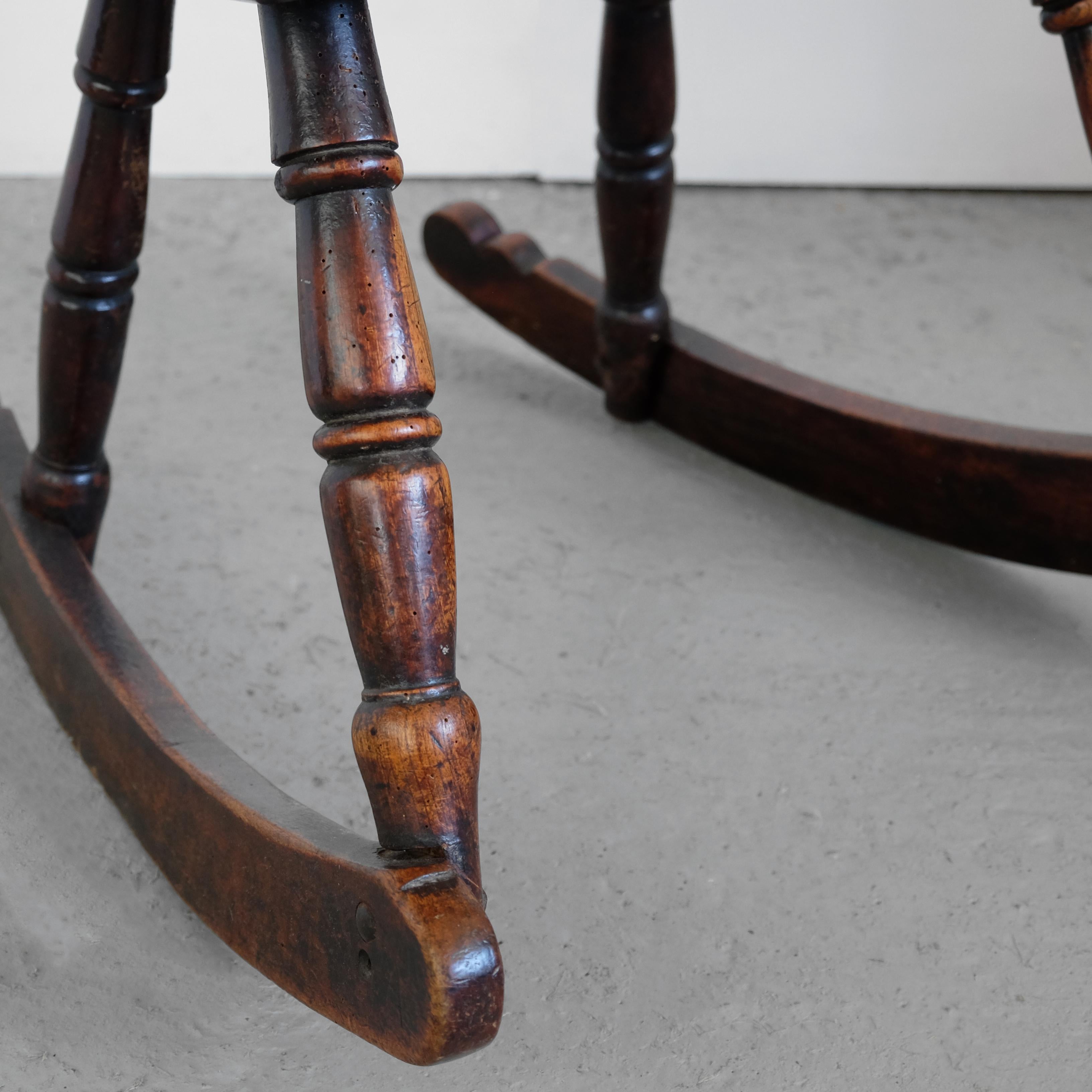 English Windsor Rocking Chair, Thames Valley, Fruitwood, Country Chippendale 1