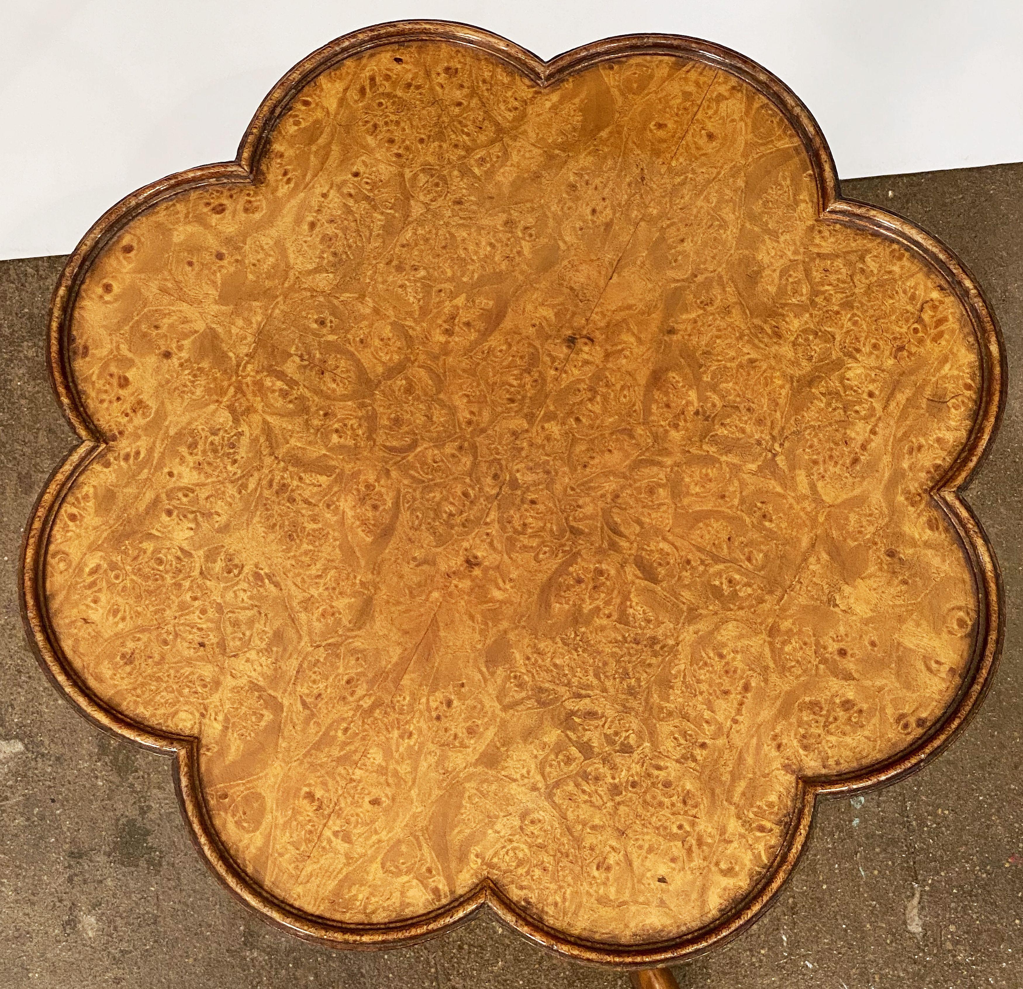 Wood English Wine or Cocktail Table of Burr Walnut
