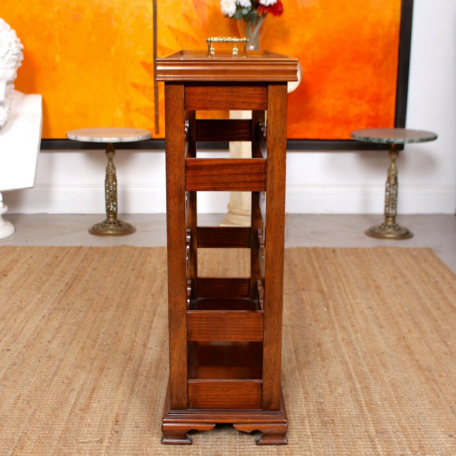 English Wine Rack Inlaid Mahogany Tray 24 Bottle Cabinet Carved 3