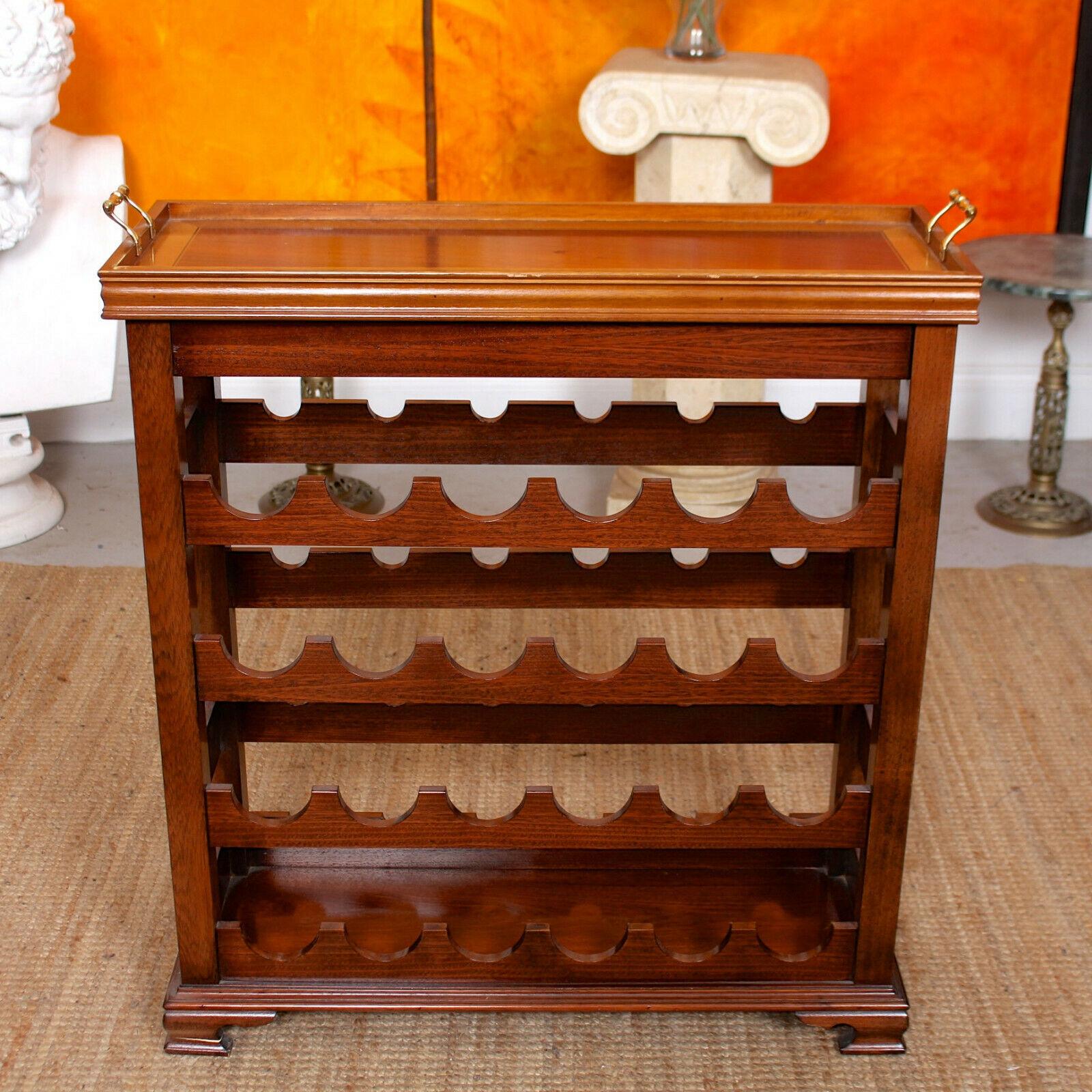 English Wine Rack Inlaid Mahogany Tray 24 Bottle Cabinet Carved In Good Condition In Newcastle upon Tyne, GB