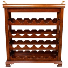 English Wine Rack Inlaid Mahogany Tray 24 Bottle Cabinet Carved