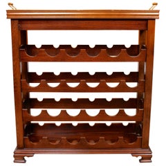 Vintage English Wine Rack Inlaid Mahogany Tray 24 Bottle Cabinet Carved