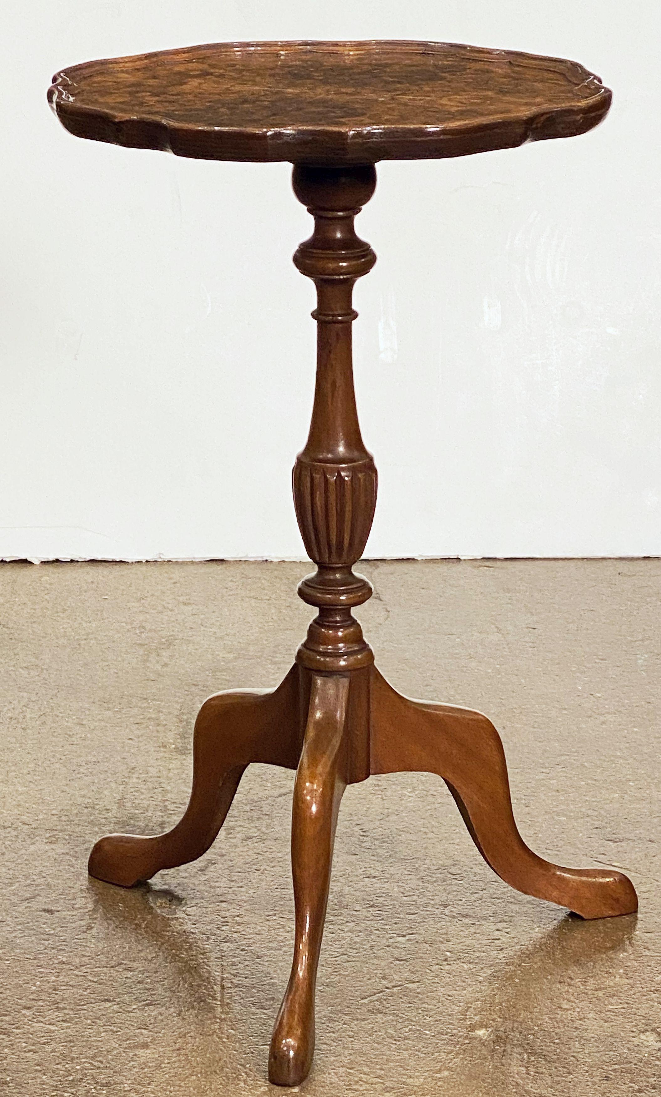 Turned English Wine Table of Burr Walnut