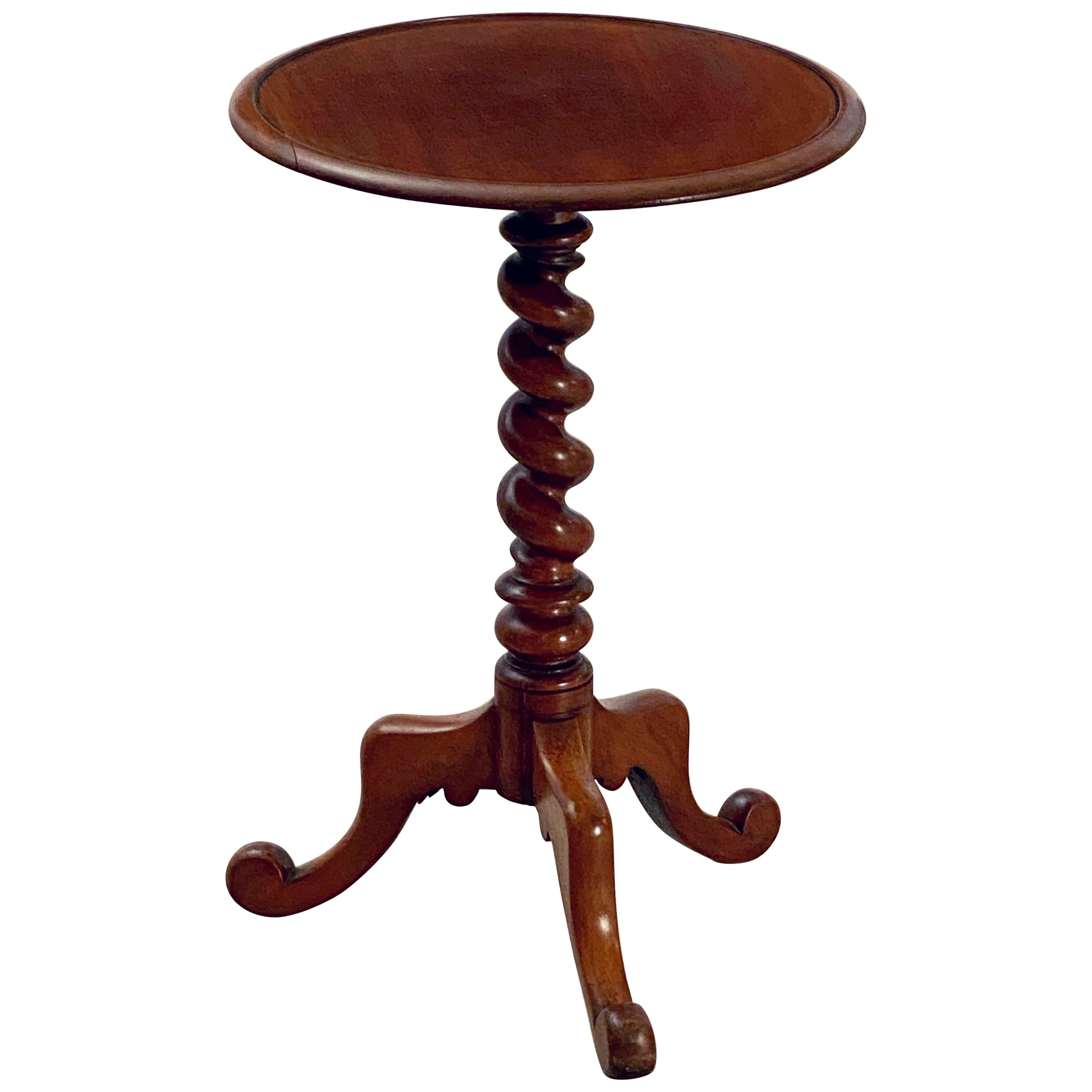 English Wine Table of Mahogany with Barley Twist Stem