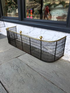 English Wire and Brass Fender with Ball Top Finials, circa 1850