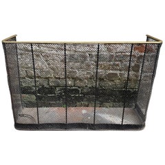English Wire and Brass Nursery Fender with Tool Rest in Bottom of Ash Pan