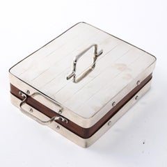 English Wood and Silver Plate Serving Box