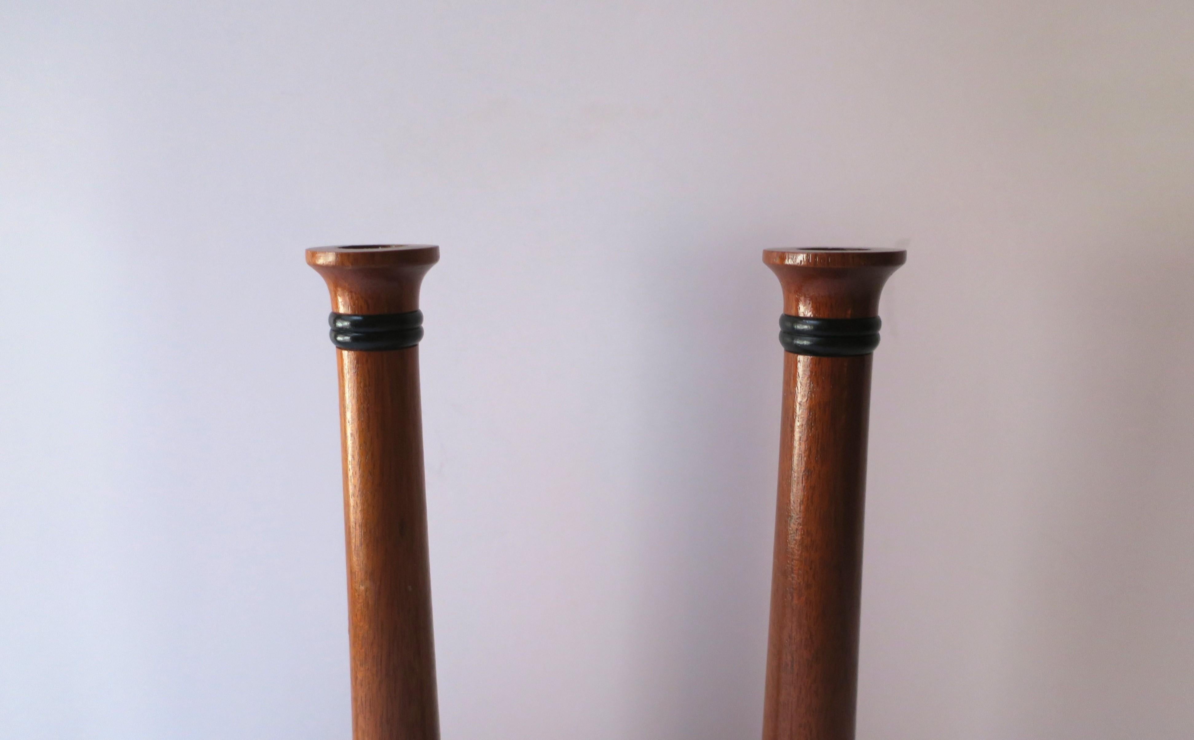English Wood Candlesticks Holders, Pair For Sale 4