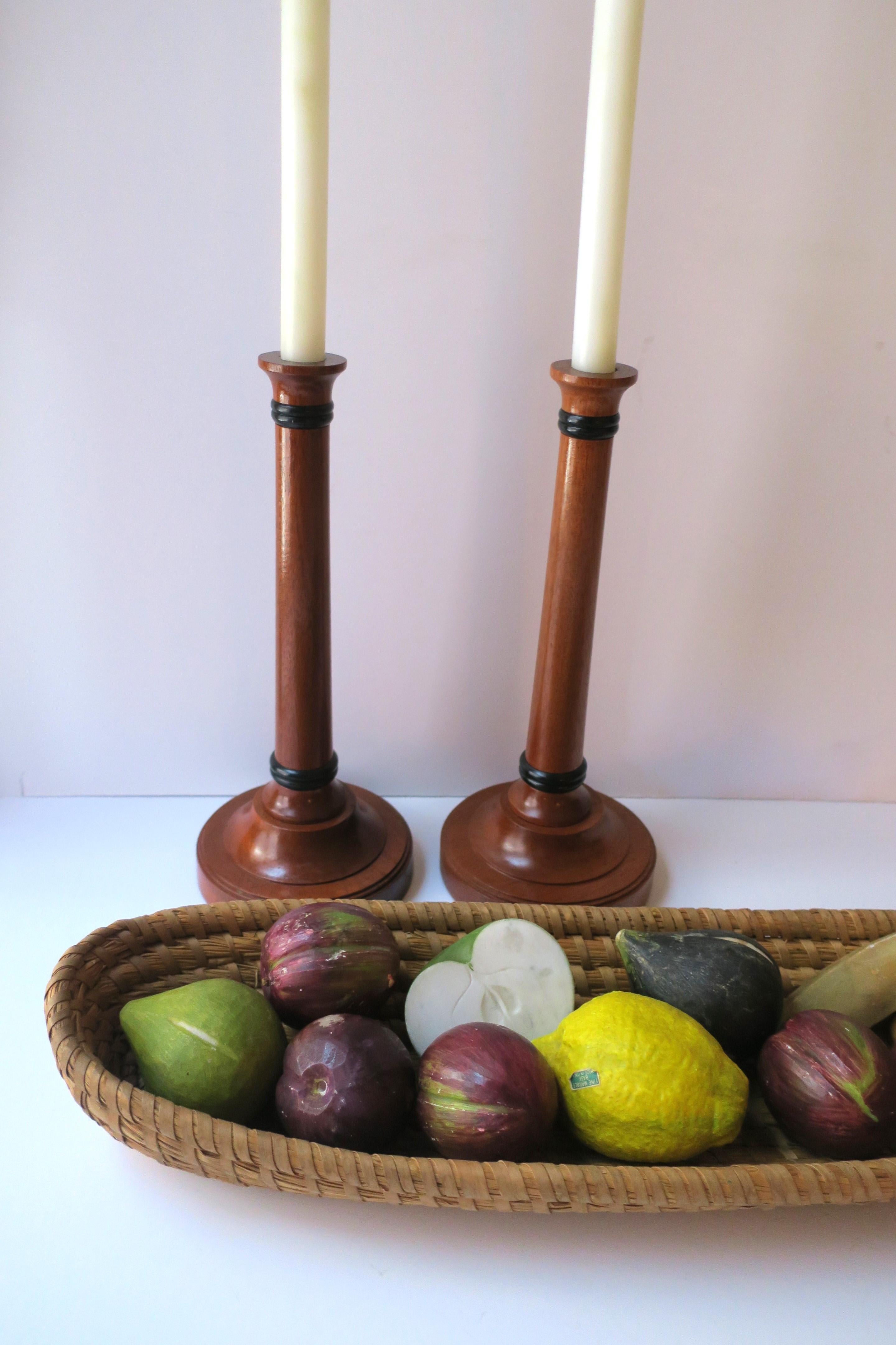 English Wood Candlesticks Holders, Pair For Sale 3