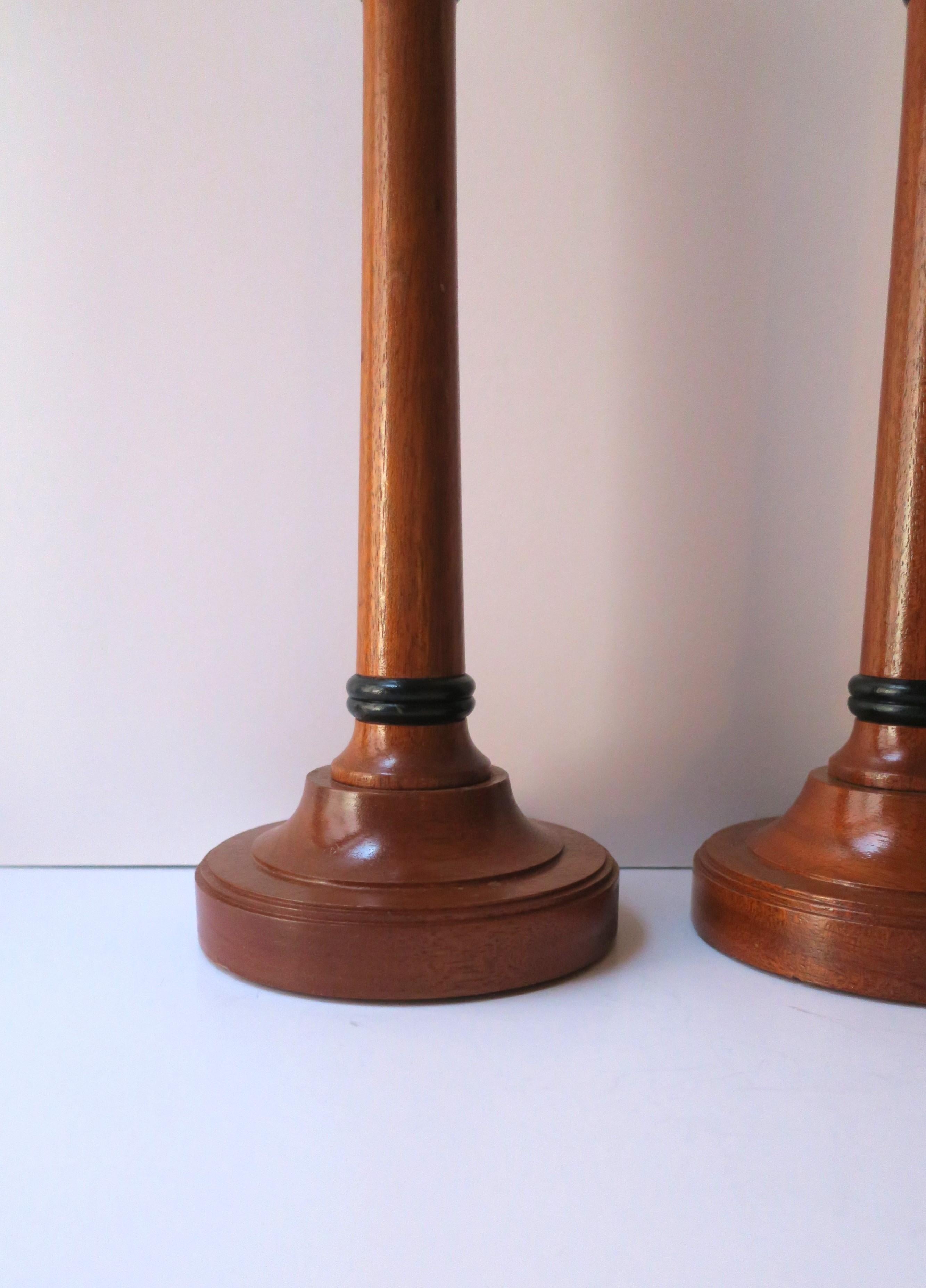 English Wood Candlesticks Holders, Pair For Sale 5