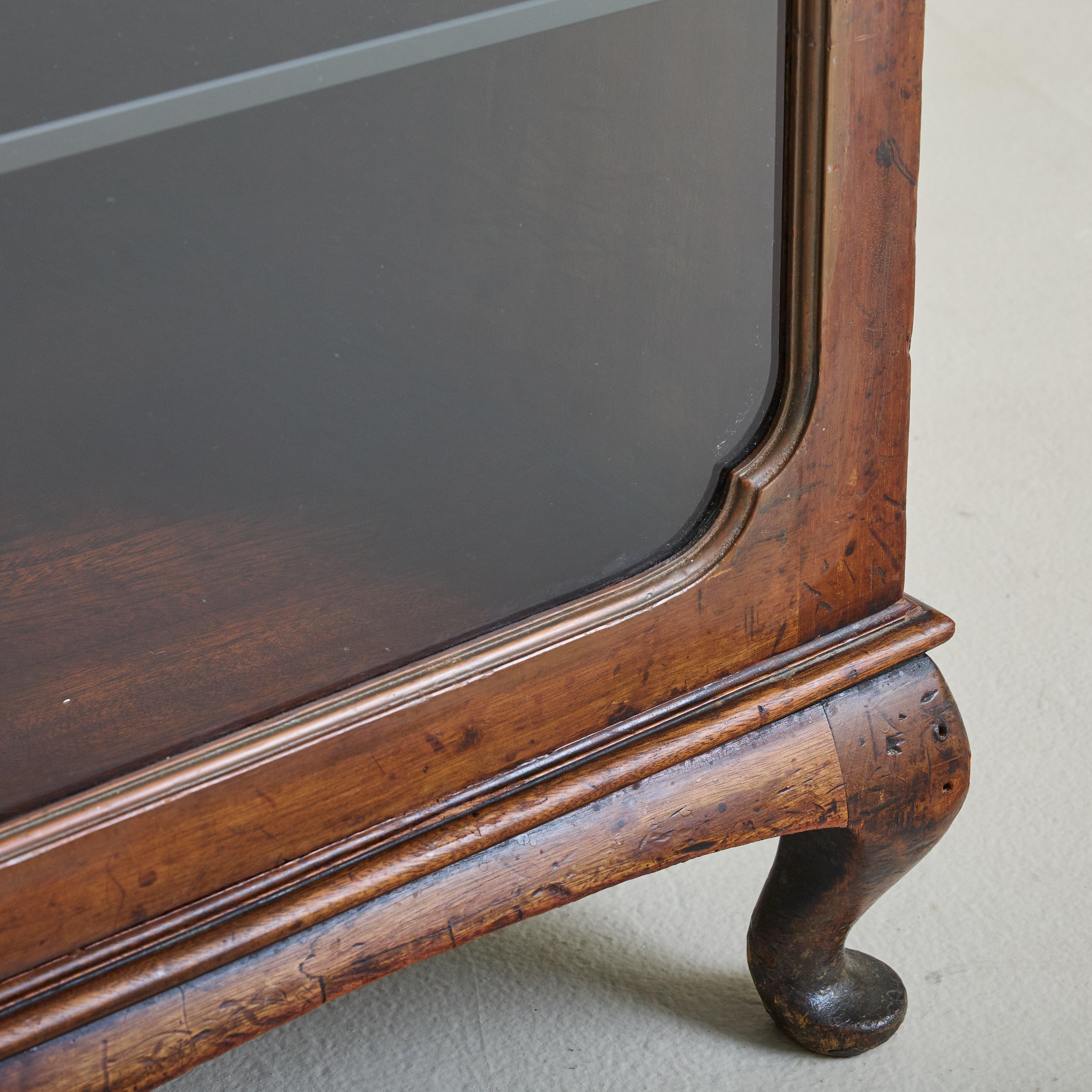 English Wood Display Cabinet on Wheels With Glass Shelves, 19th Century For Sale 6