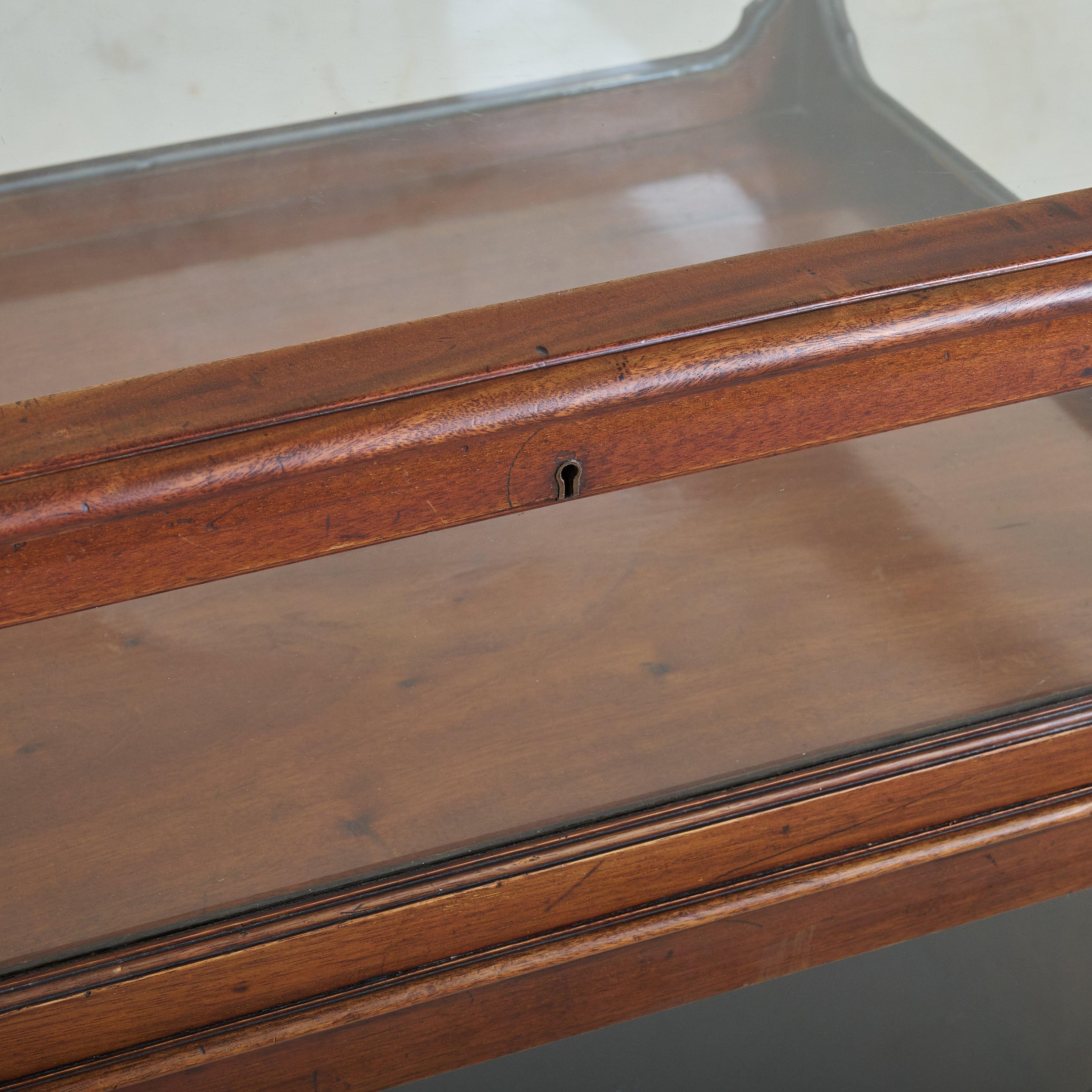 English Wood Display Cabinet on Wheels With Glass Shelves, 19th Century In Good Condition For Sale In Chicago, IL