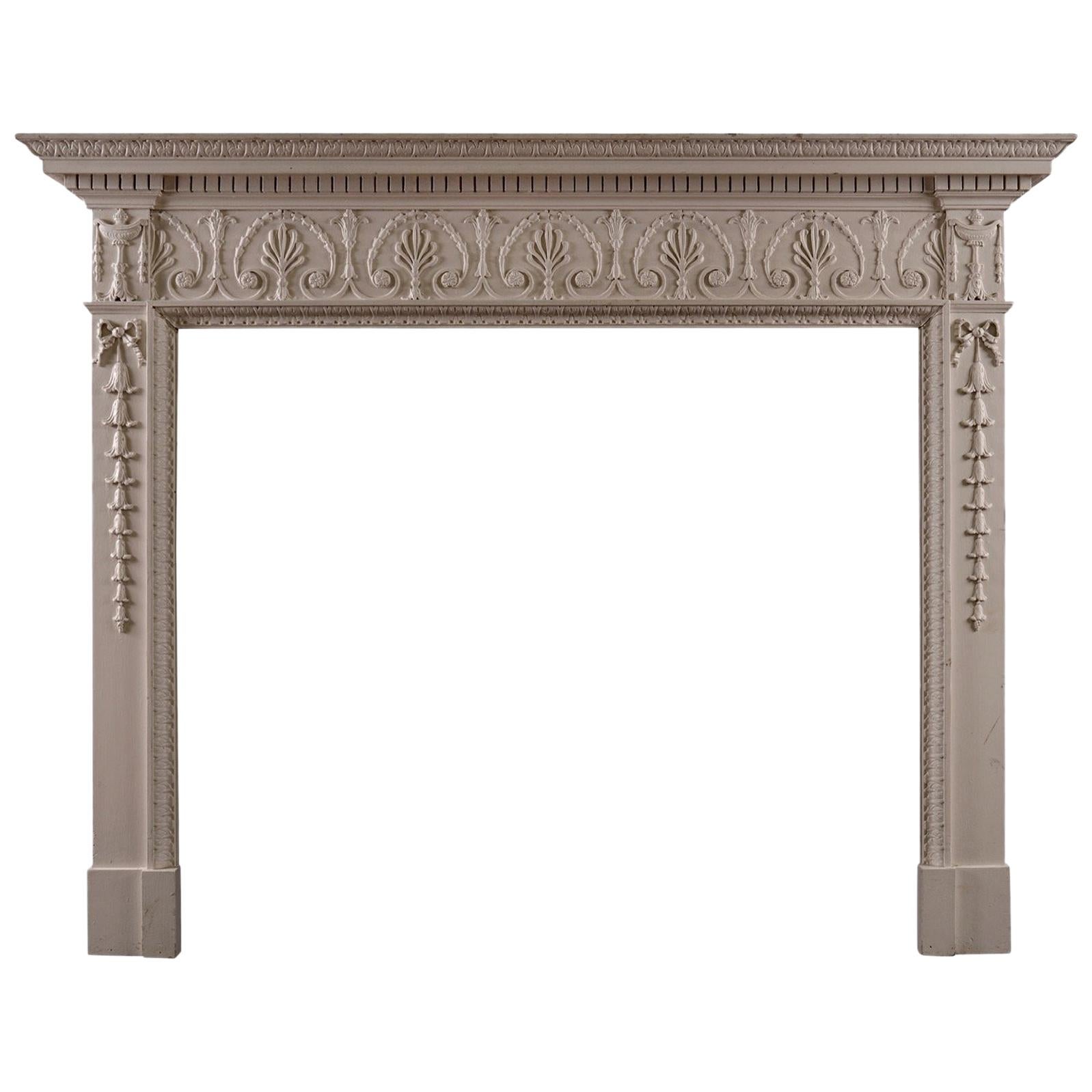 English Wood Fireplace in the George III Style For Sale