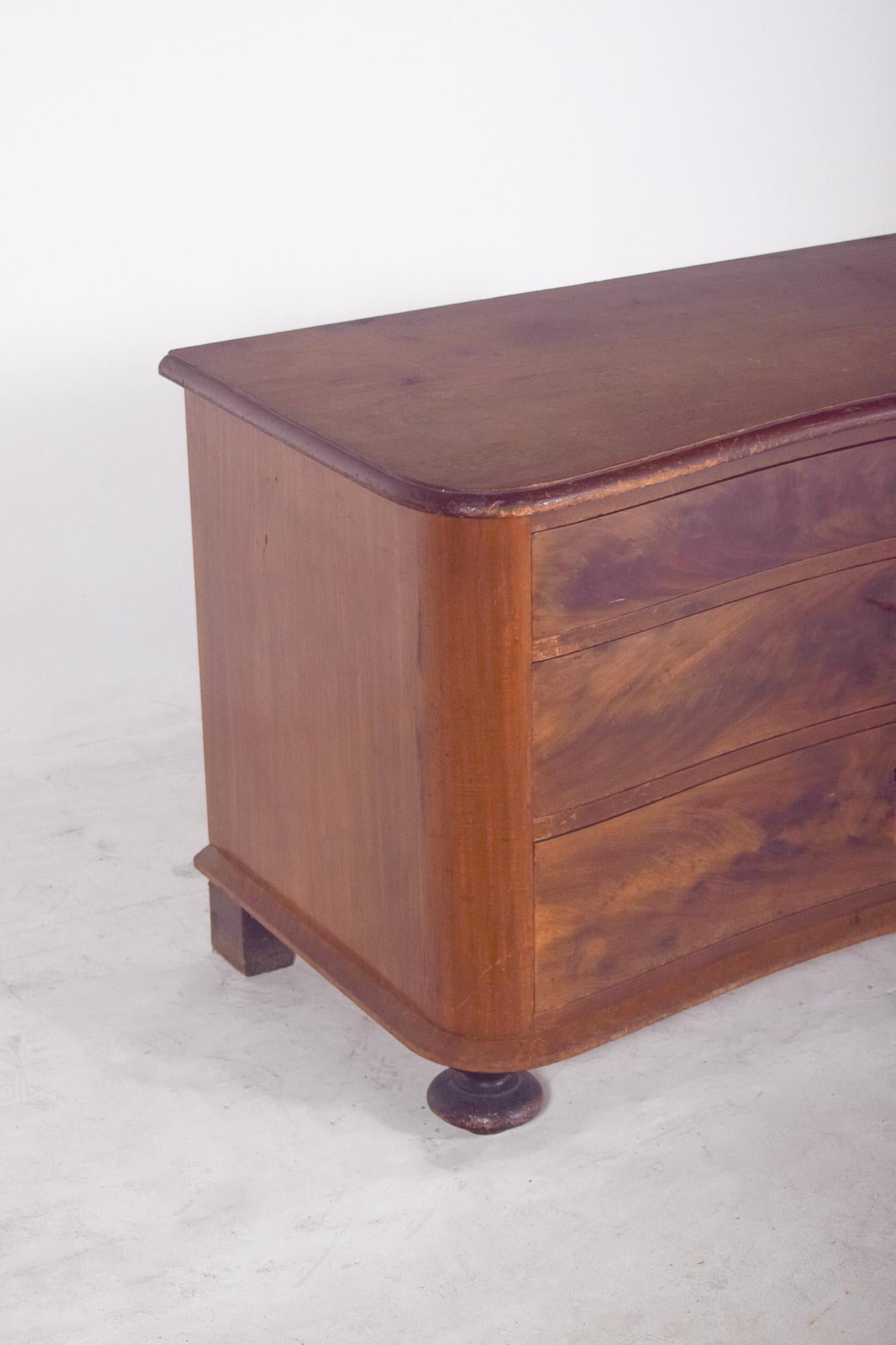 Biedermeier English Wood Serpentine Chest of Drawers For Sale