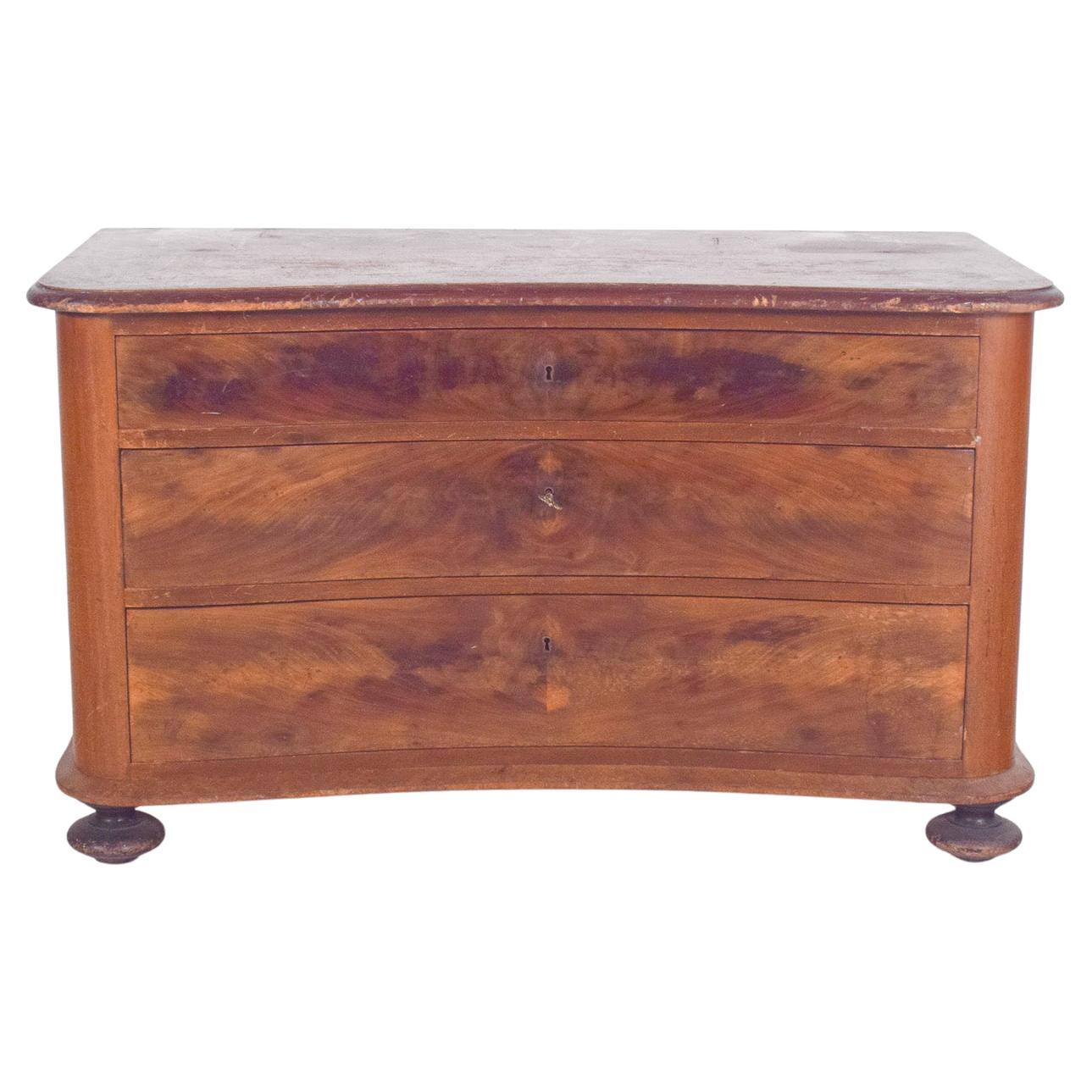 English Wood Serpentine Chest of Drawers For Sale