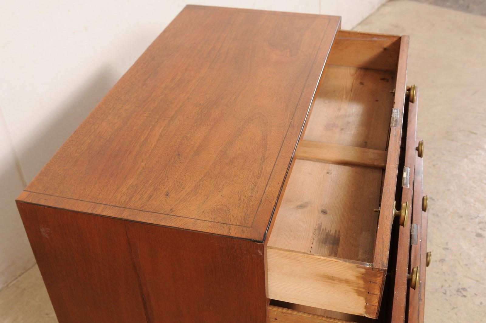 English Wooden Chest of 4 Drawers, Early to Mid 19th Century For Sale 3