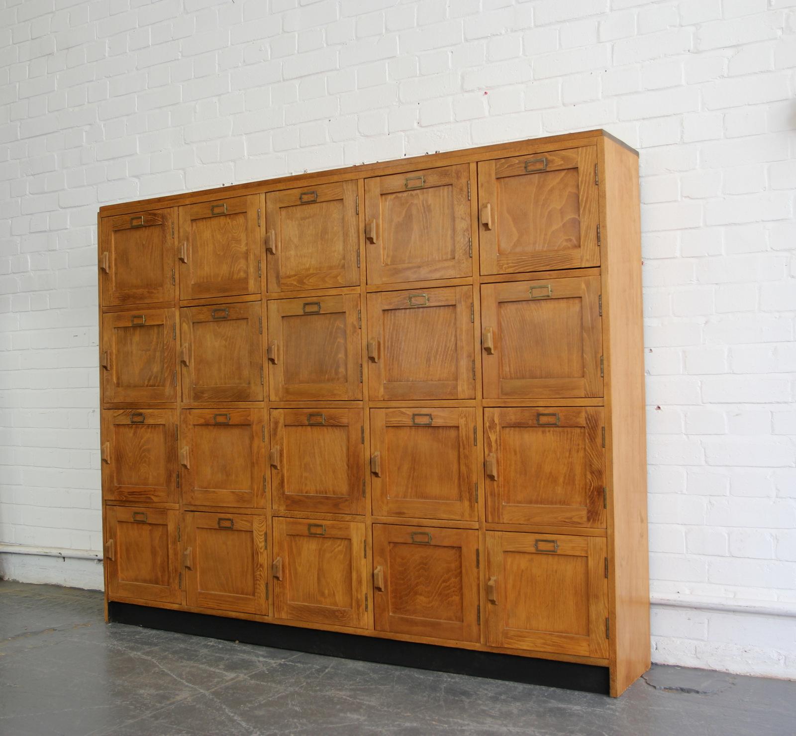 Mid-20th Century English Wooden School Lockers, circa 1950s