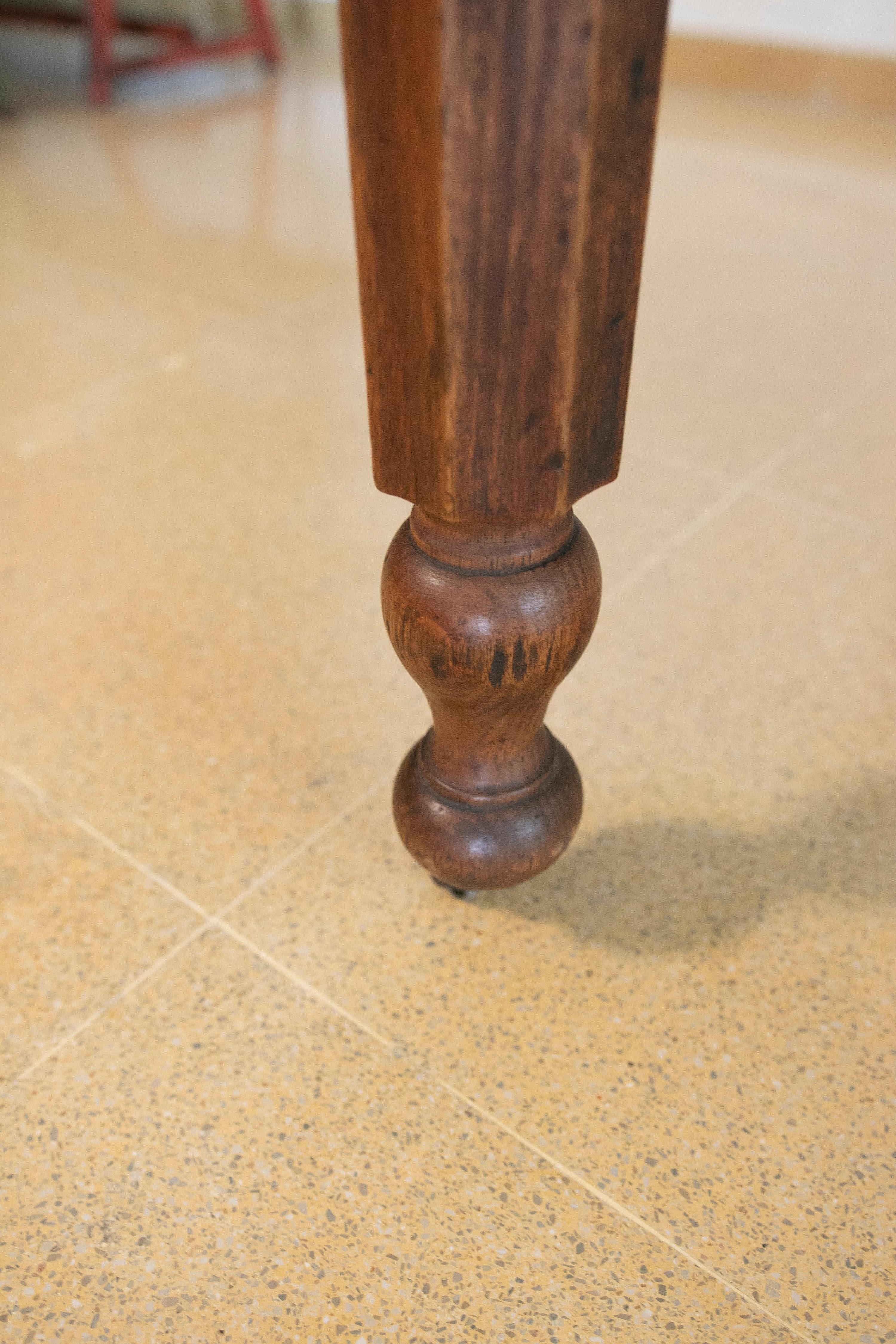 English Wooden Wing Table with Brass Wheels For Sale 8