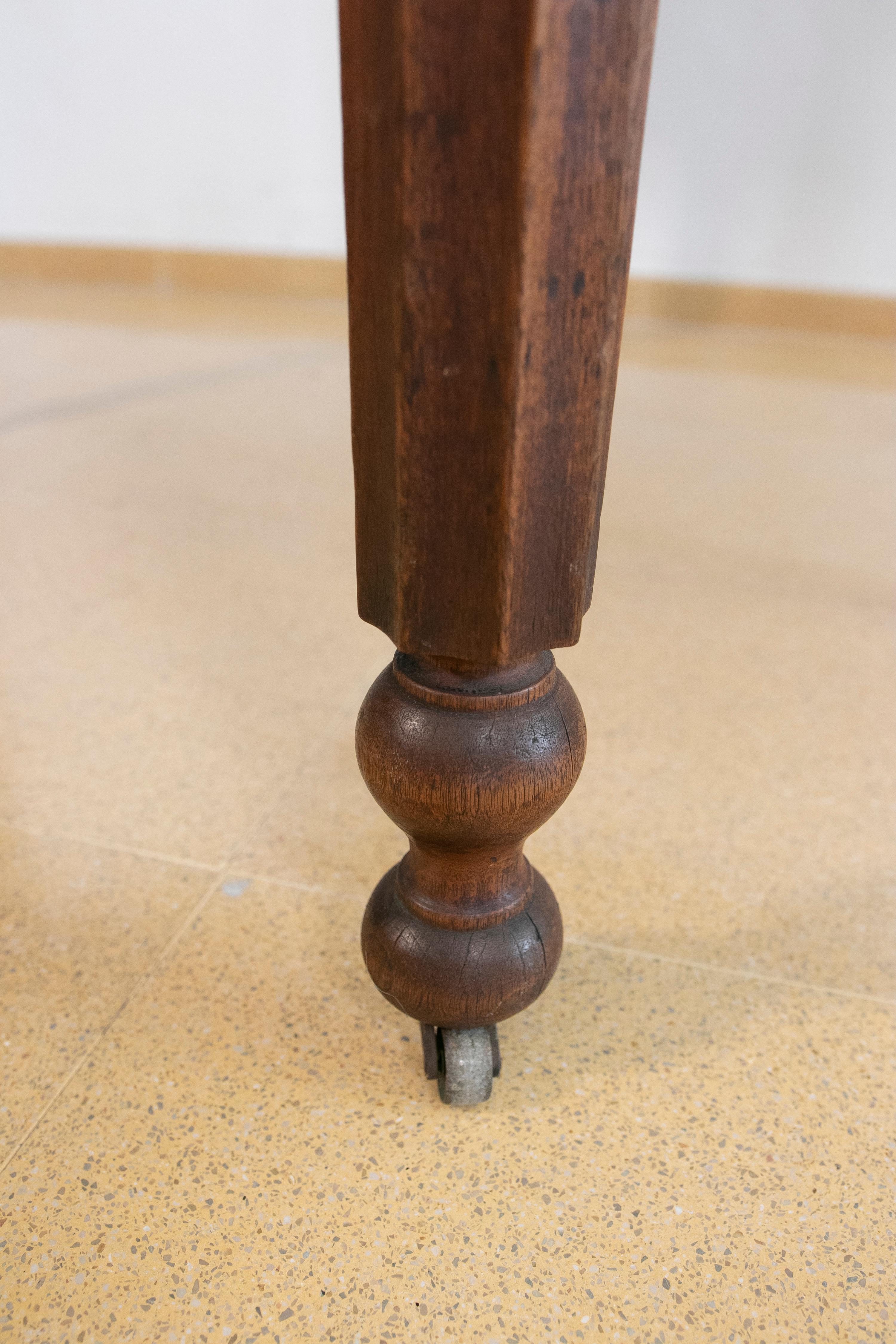 English Wooden Wing Table with Brass Wheels For Sale 2