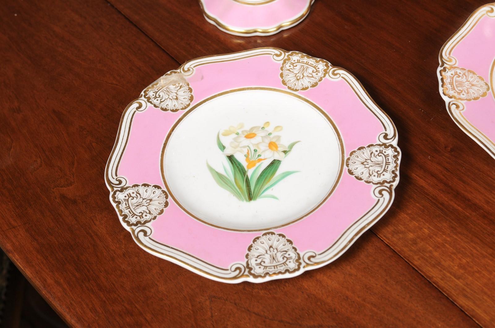 English Worcester Co. George Grainger Pink, White and Gilt Compotes 3