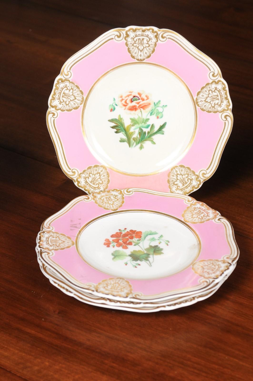 English Worcester Co. George Grainger Pink, White and Gilt Compotes In Good Condition In Atlanta, GA