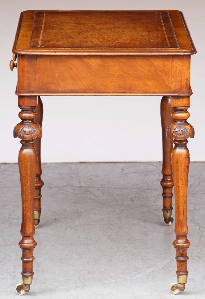 English Writing Desk or Table of Mahogany with Leather Top from the 19th Century 6