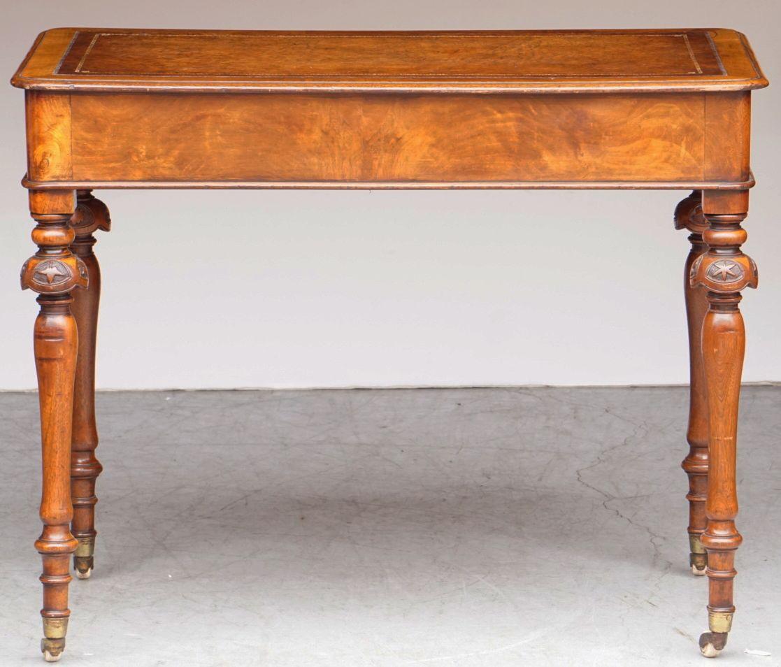 English Writing Desk or Table of Mahogany with Leather Top from the 19th Century 14