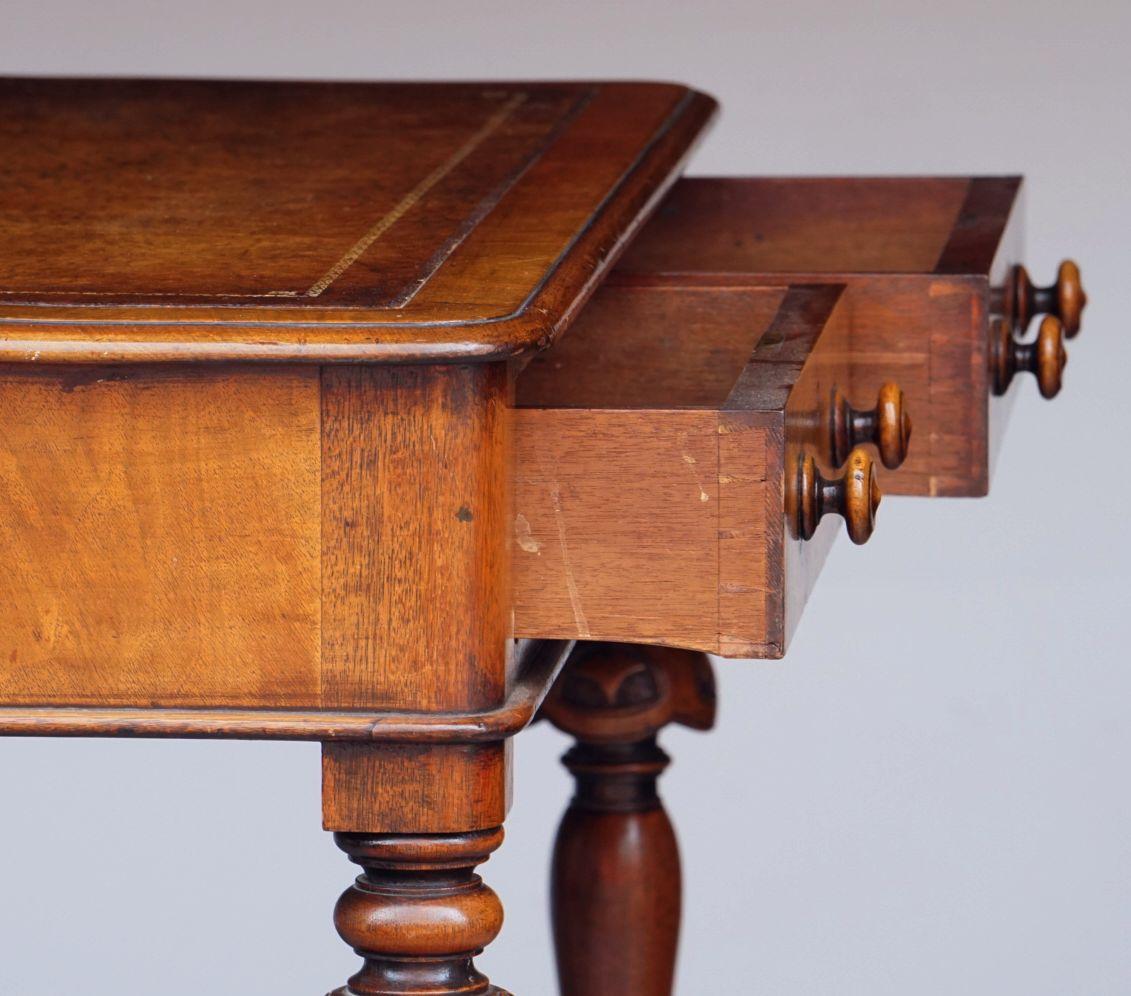 English Writing Desk or Table of Mahogany with Leather Top from the 19th Century 2