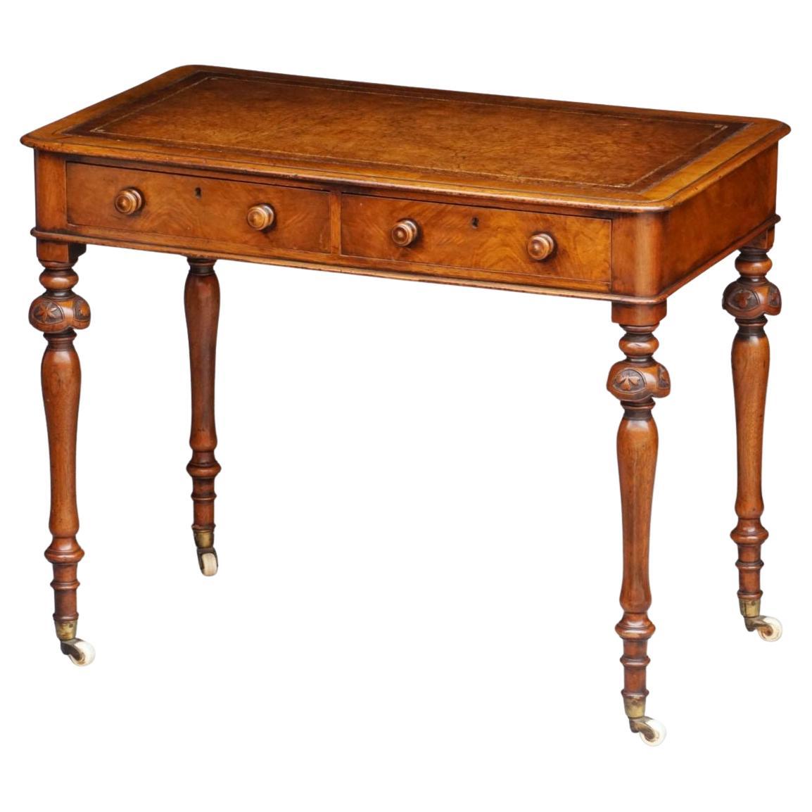 English Writing Desk or Table of Mahogany with Leather Top from the 19th Century