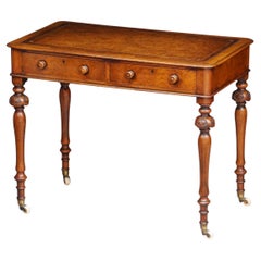 English Writing Desk or Table of Mahogany with Leather Top from the 19th Century