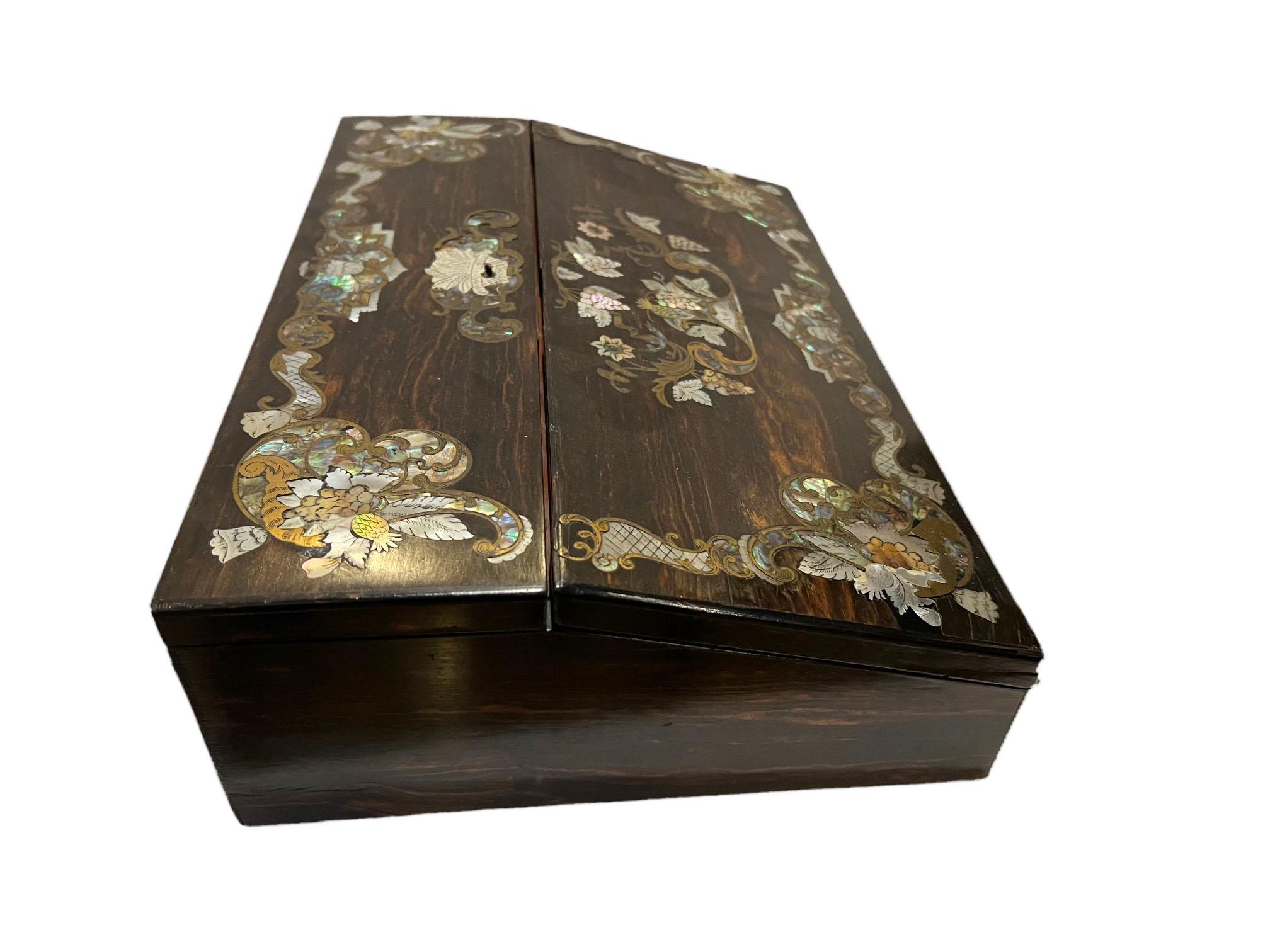 English Writing Desk With Mother Of Pearl And Abalone For Sale 1
