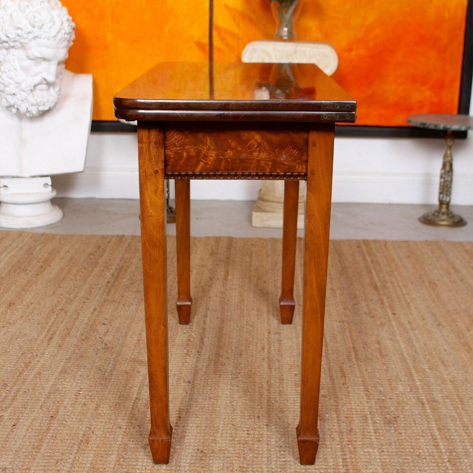 English Writing Table 19th Century Flamed Mahogany Folding Card Console Table For Sale 8