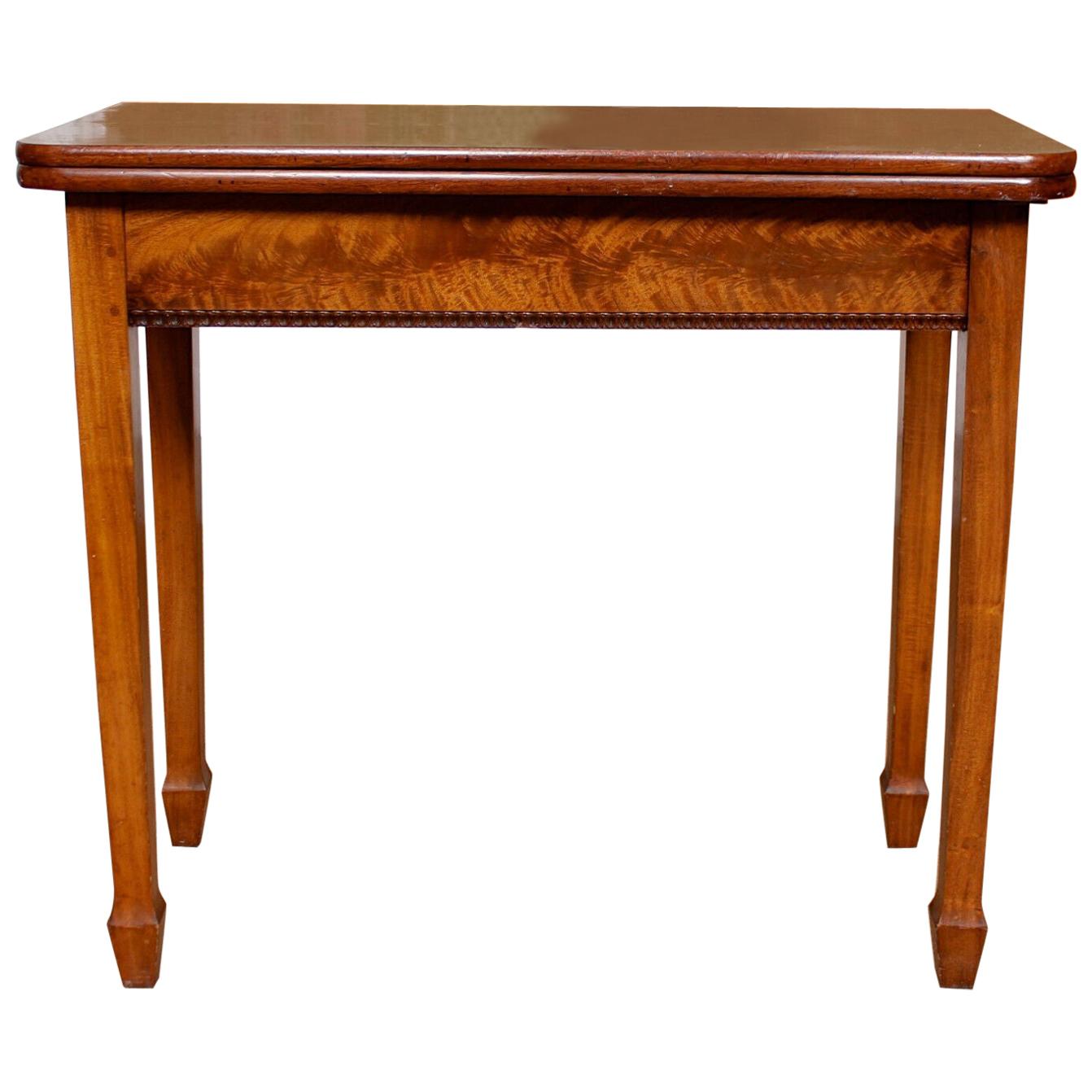 English Writing Table 19th Century Flamed Mahogany Folding Card Console Table For Sale