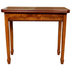 English Writing Table 19th Century Flamed Mahogany Folding Card Console Table