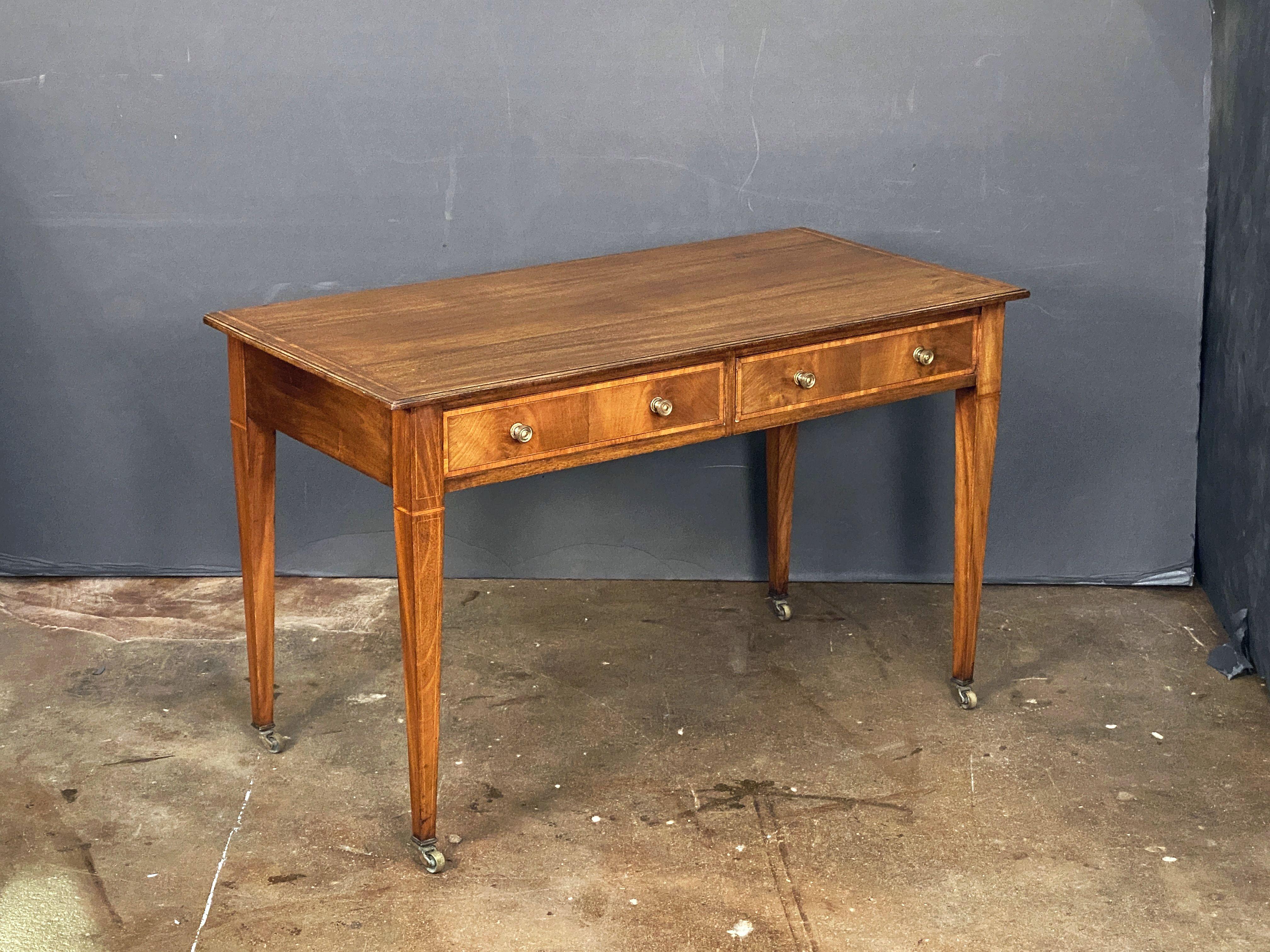 Georgian English Writing Table or Desk of Inlaid Mahogany from the Edwardian Era For Sale