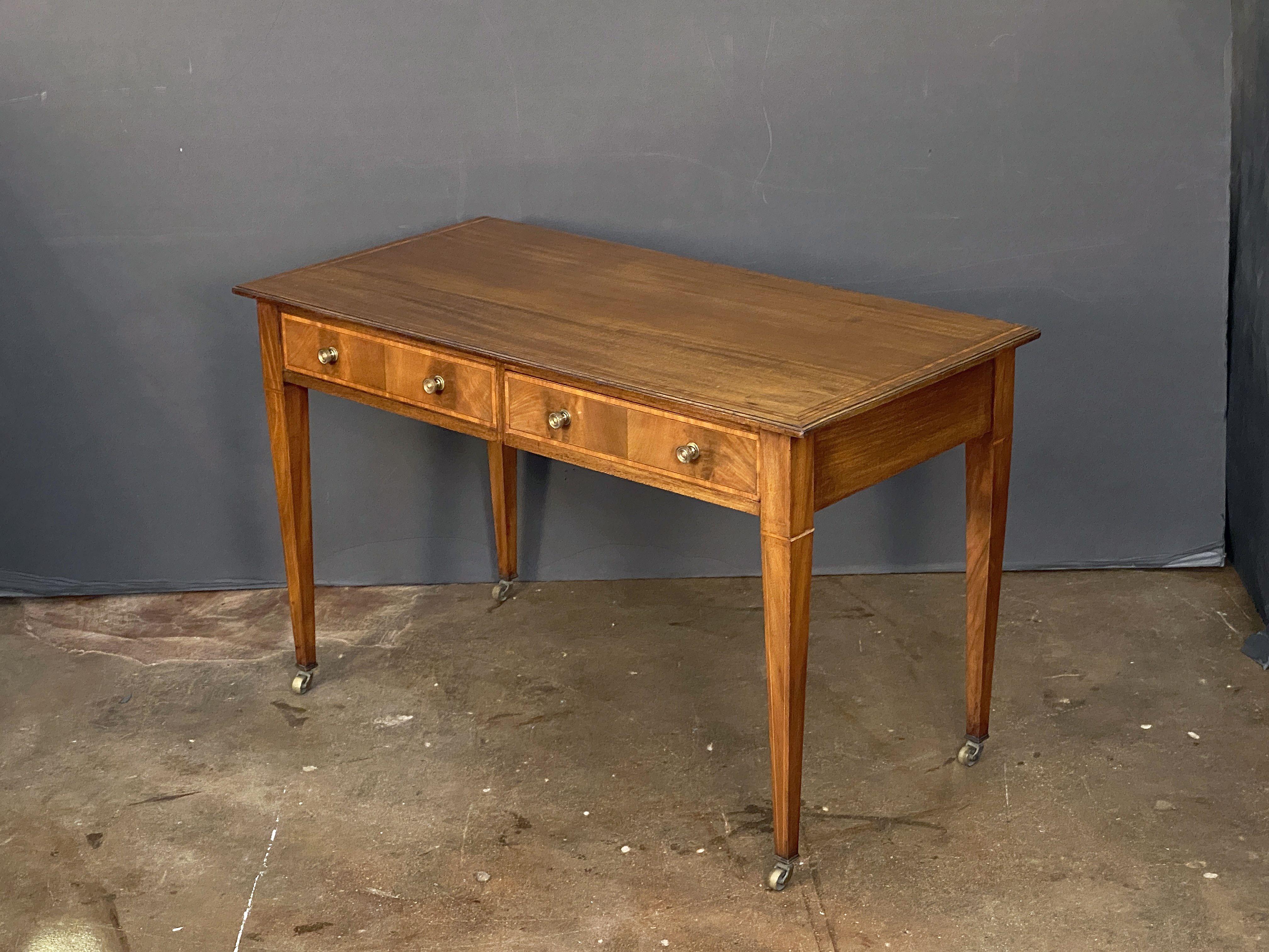 20th Century English Writing Table or Desk of Inlaid Mahogany from the Edwardian Era For Sale